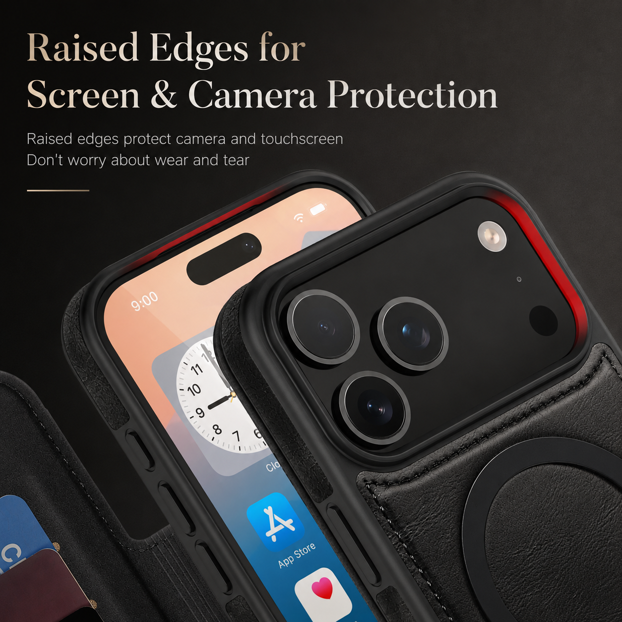 Premium iPhone Case Magnetic Leather Wallet Flip Cover Card Holder Camera Lens Protection Wireless Charging Compatible Anti Scratch Full Coverage