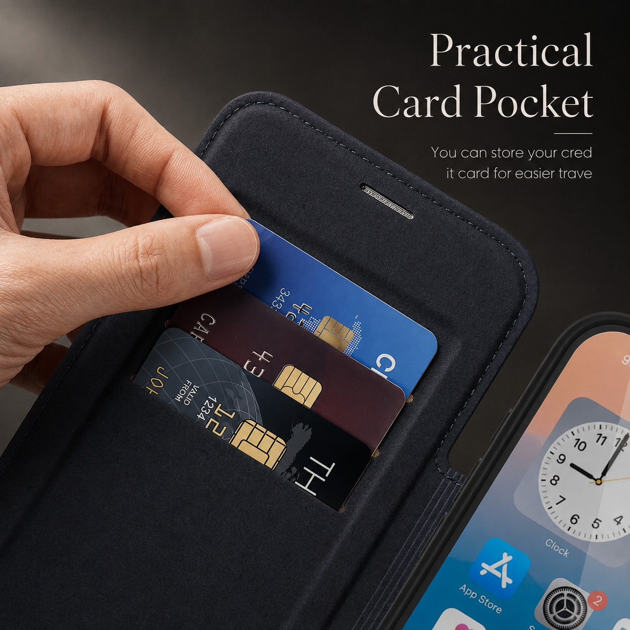 Premium iPhone Case Magnetic Leather Wallet Flip Cover Card Holder Camera Lens Protection Wireless Charging Compatible Anti Scratch Full Coverage