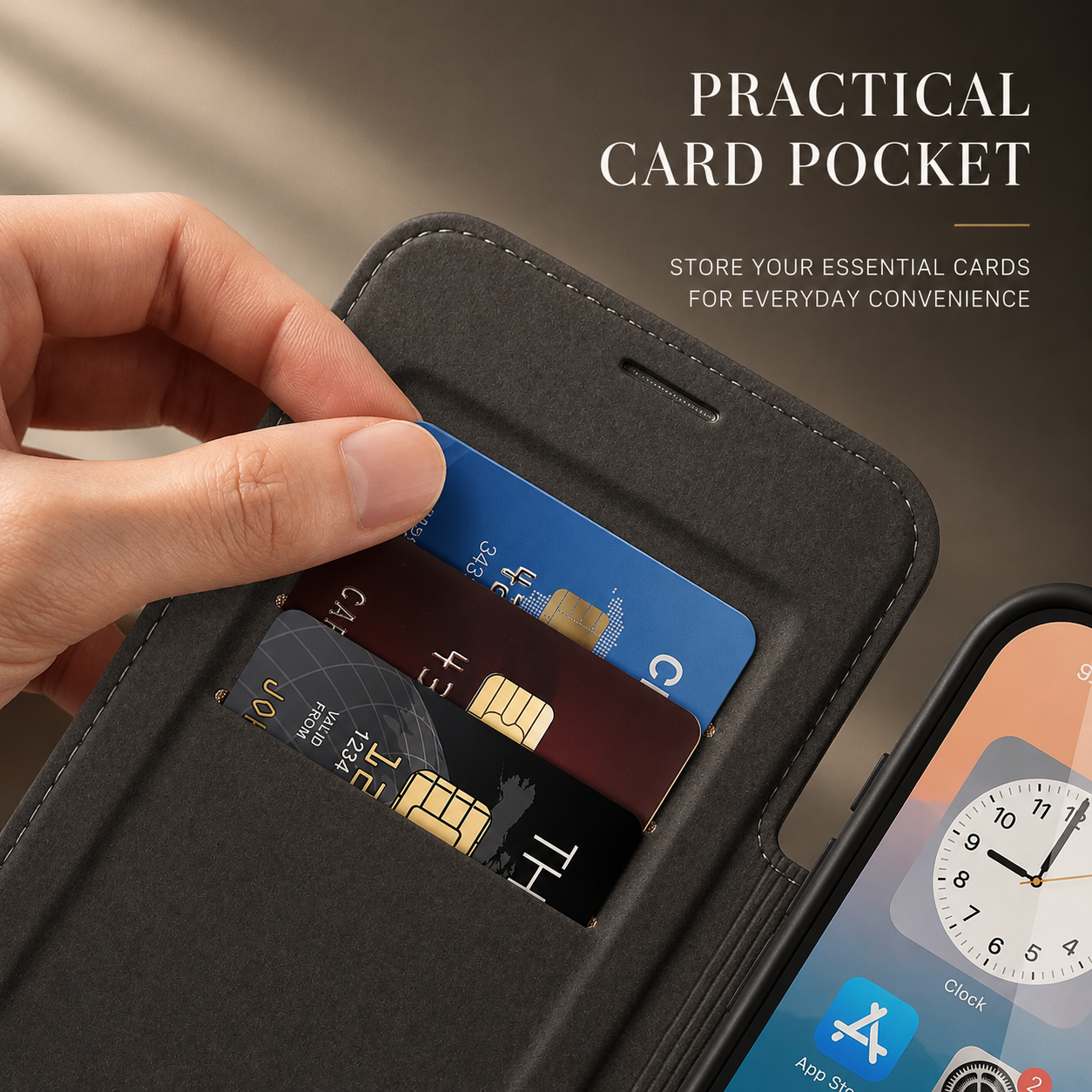 Premium iPhone Case Magnetic Leather Wallet Flip Cover Card Holder Camera Lens Protection Wireless Charging Compatible Anti Scratch Full Coverage