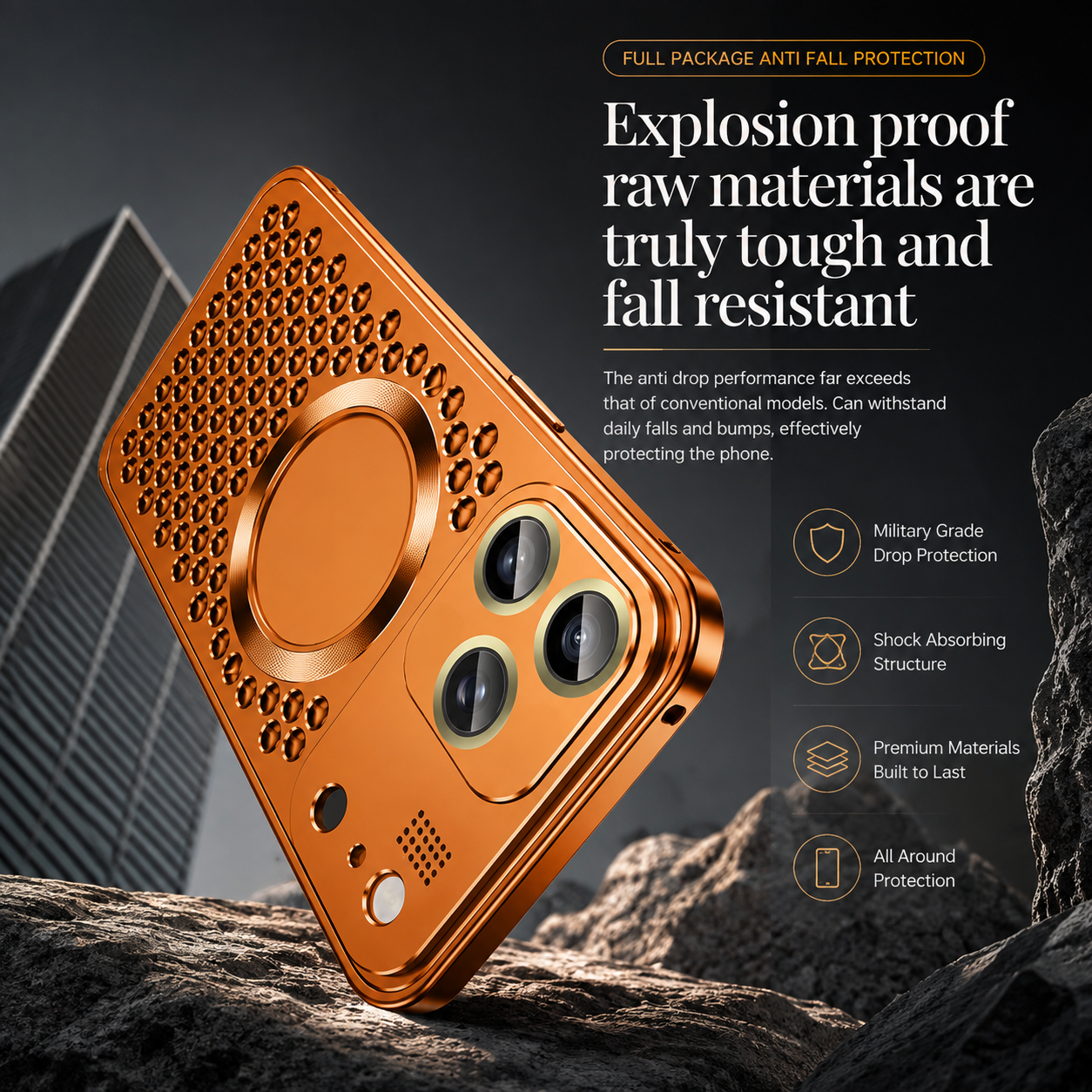 Premium iPhone Case Magnetic Protective Cover Aluminum Alloy Frame Shockproof Anti Fall Heat Dissipation Camera Lens Guard Slim Metal Bumper Design