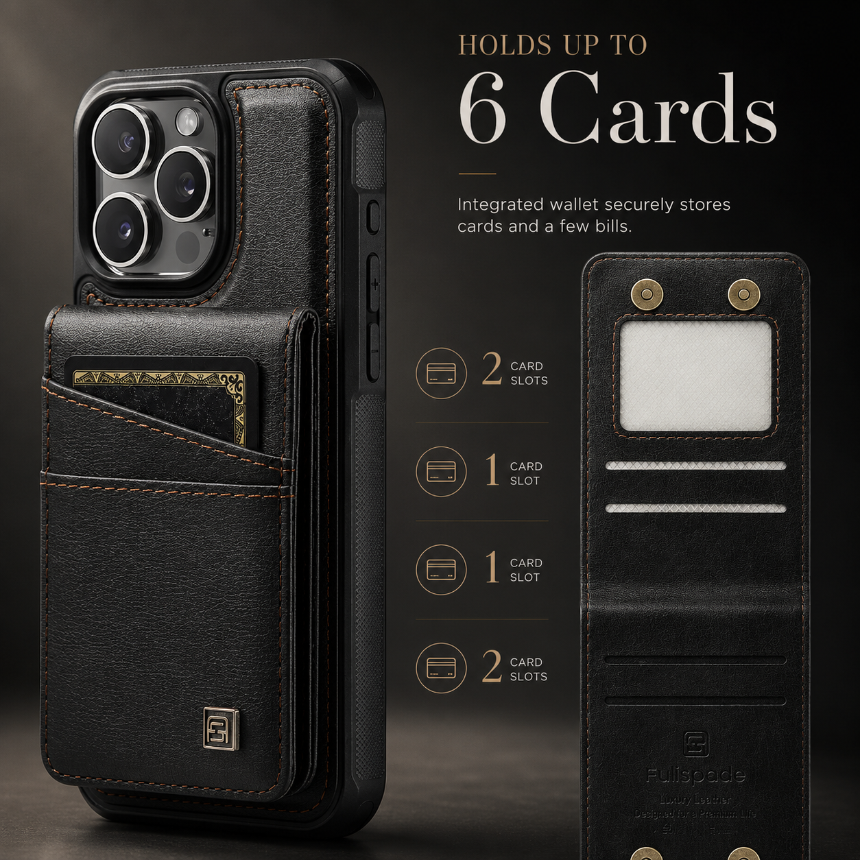 Premium iPhone Case Magnetic Wallet Cover PU Leather Detachable Flip Case Card Holder Wrist Strap Shockproof Protective Cover Slim Design