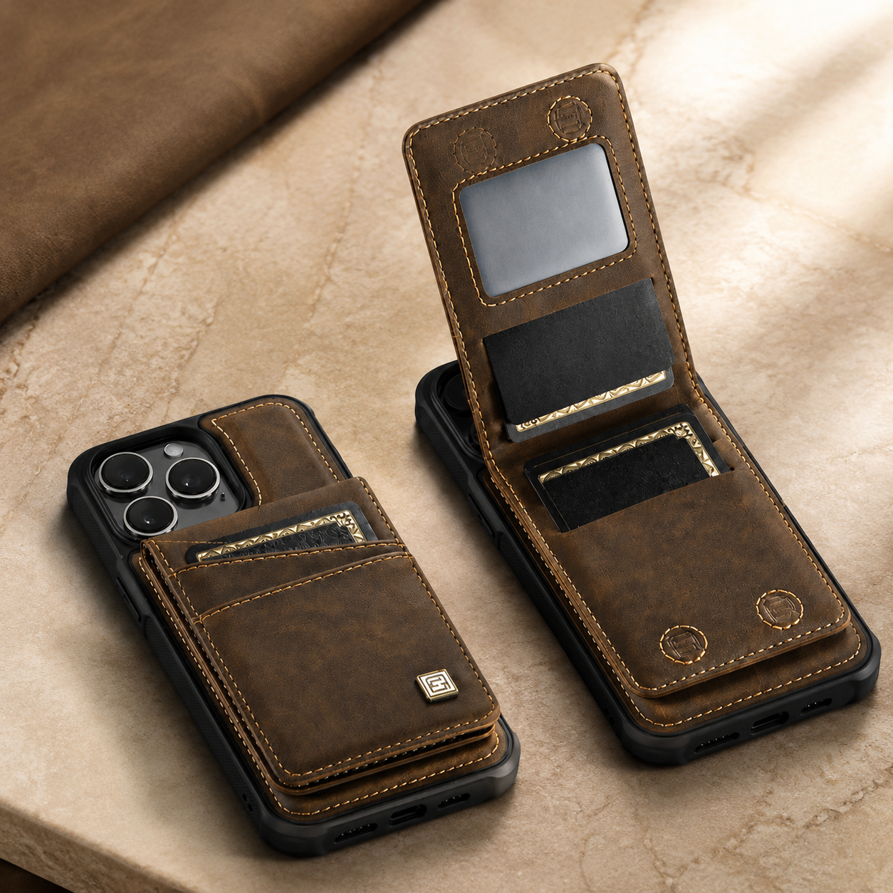 Premium iPhone Case Magnetic Wallet Cover PU Leather Detachable Flip Case Card Holder Wrist Strap Shockproof Protective Cover Slim Design