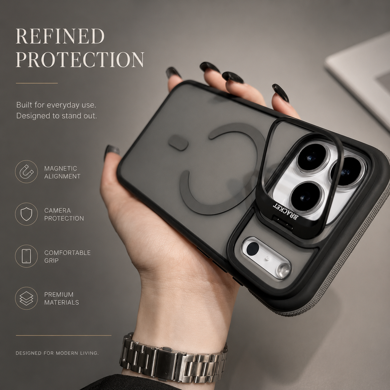 Premium iPhone Case Matte Transparent MagSafe Compatible Magnetic Protective Cover Built in Kickstand Shockproof Camera Lens Guard