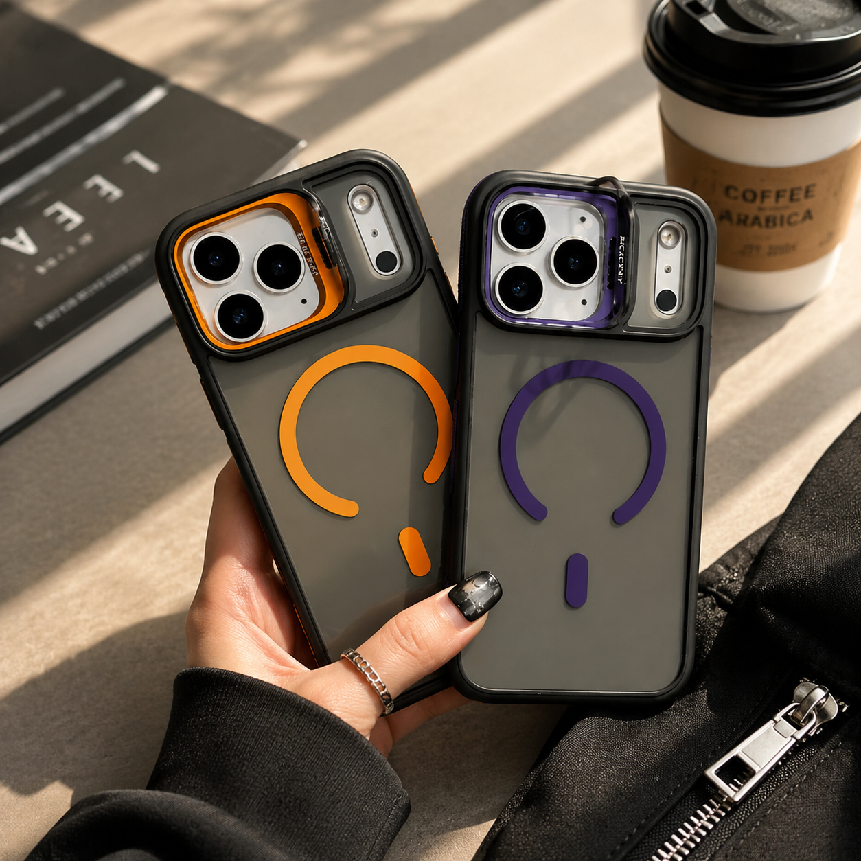 Premium iPhone Case Matte Transparent MagSafe Compatible Magnetic Protective Cover Built in Kickstand Shockproof Camera Lens Guard