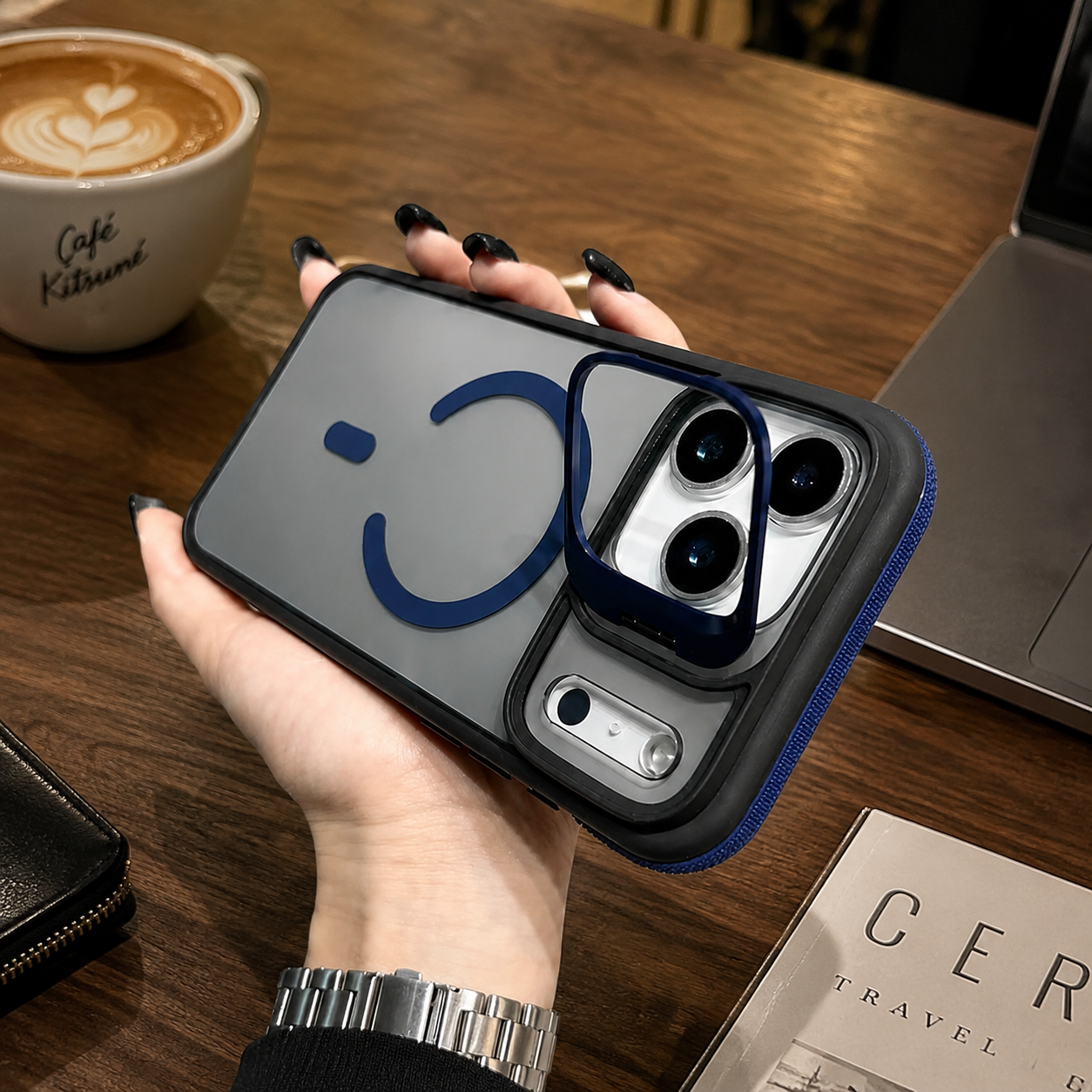 Premium iPhone Case Matte Transparent MagSafe Compatible Magnetic Protective Cover Built in Kickstand Shockproof Camera Lens Guard