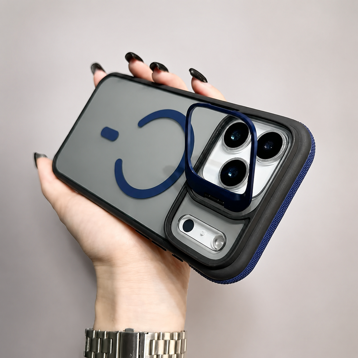 Premium iPhone Case Matte Transparent MagSafe Compatible Magnetic Protective Cover Built in Kickstand Shockproof Camera Lens Guard