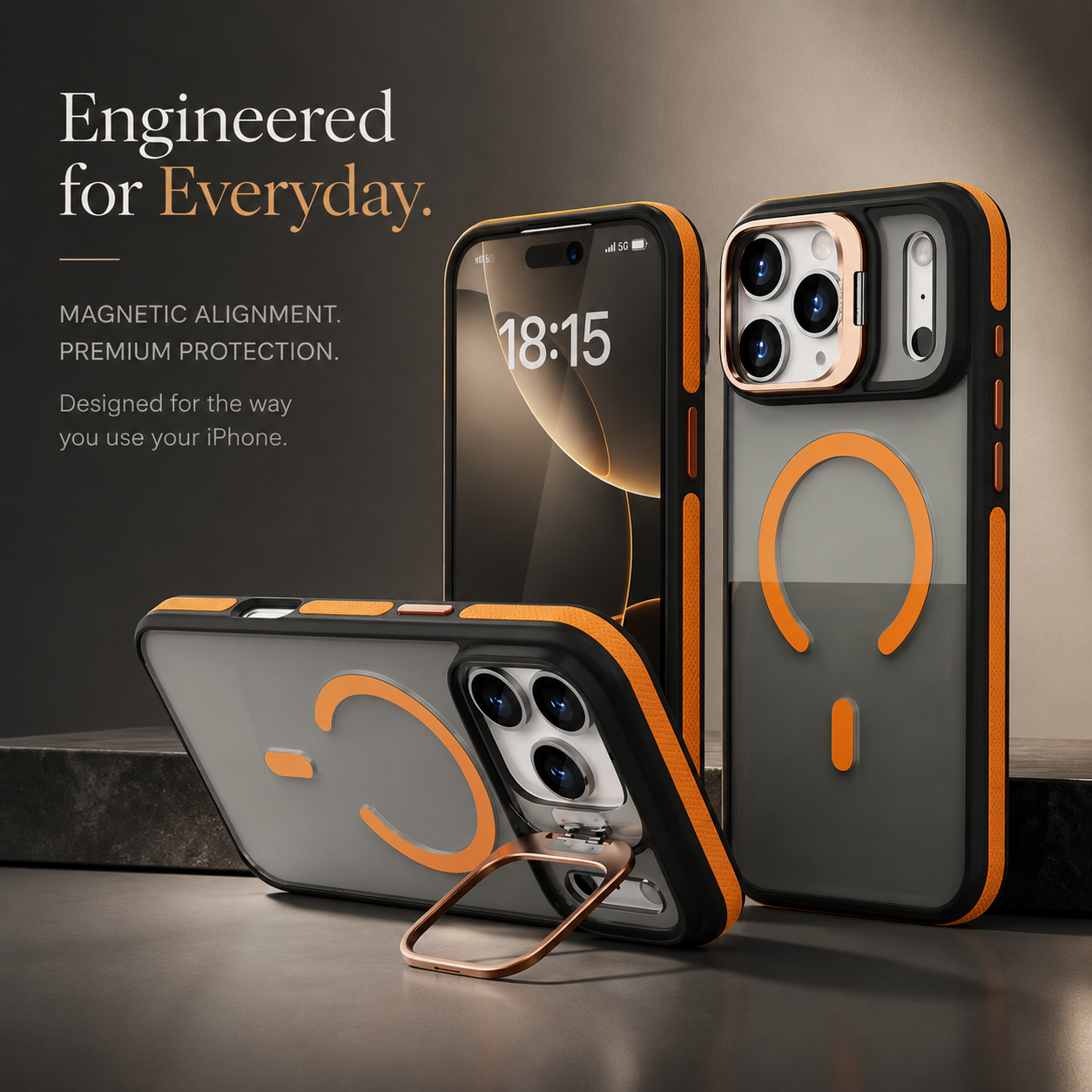 Premium iPhone Case Matte Transparent MagSafe Compatible Magnetic Protective Cover Built in Kickstand Shockproof Camera Lens Guard