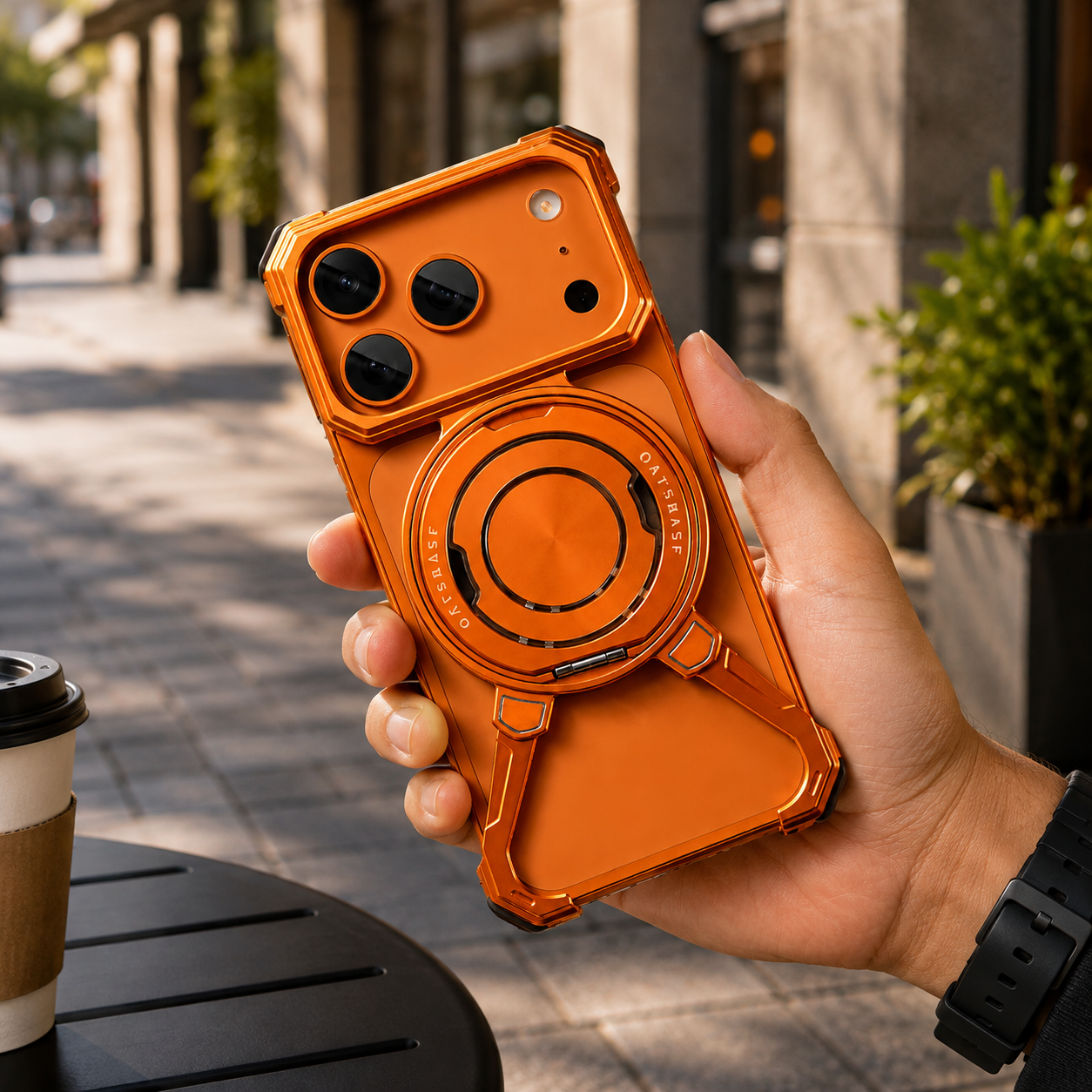 Premium iPhone Case Metal Frame Shockproof Bumper Cover with 360° Rotating Ring Stand Magnetic Grip Protective Design Full Coverage Slim Minimal Style