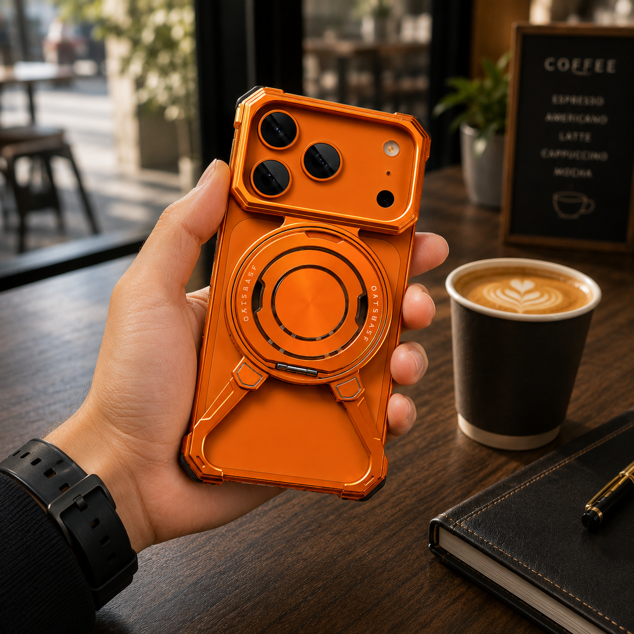 Premium iPhone Case Metal Frame Shockproof Bumper Cover with 360° Rotating Ring Stand Magnetic Grip Protective Design Full Coverage Slim Minimal Style