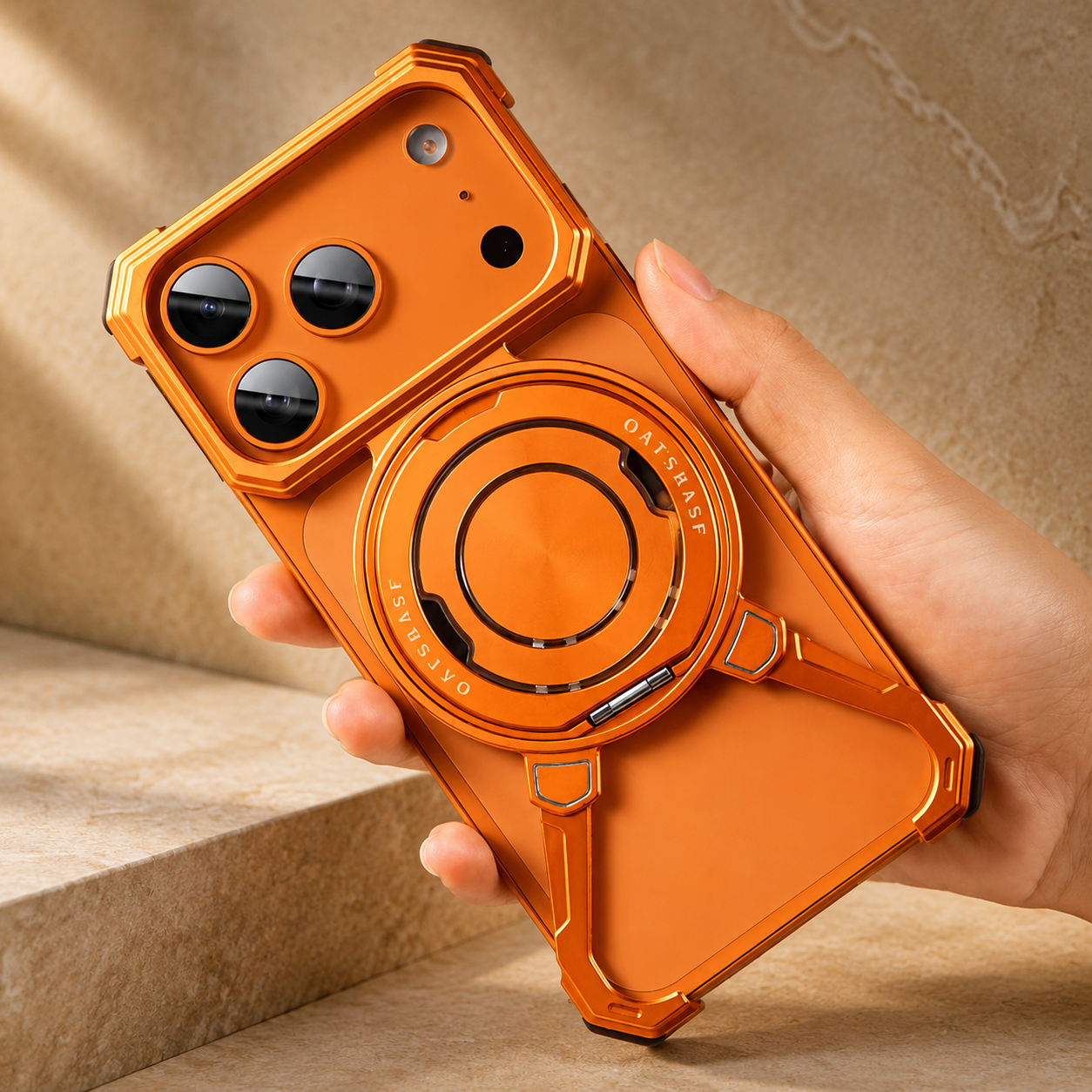 Premium iPhone Case Metal Frame Shockproof Bumper Cover with 360° Rotating Ring Stand Magnetic Grip Protective Design Full Coverage Slim Minimal Style