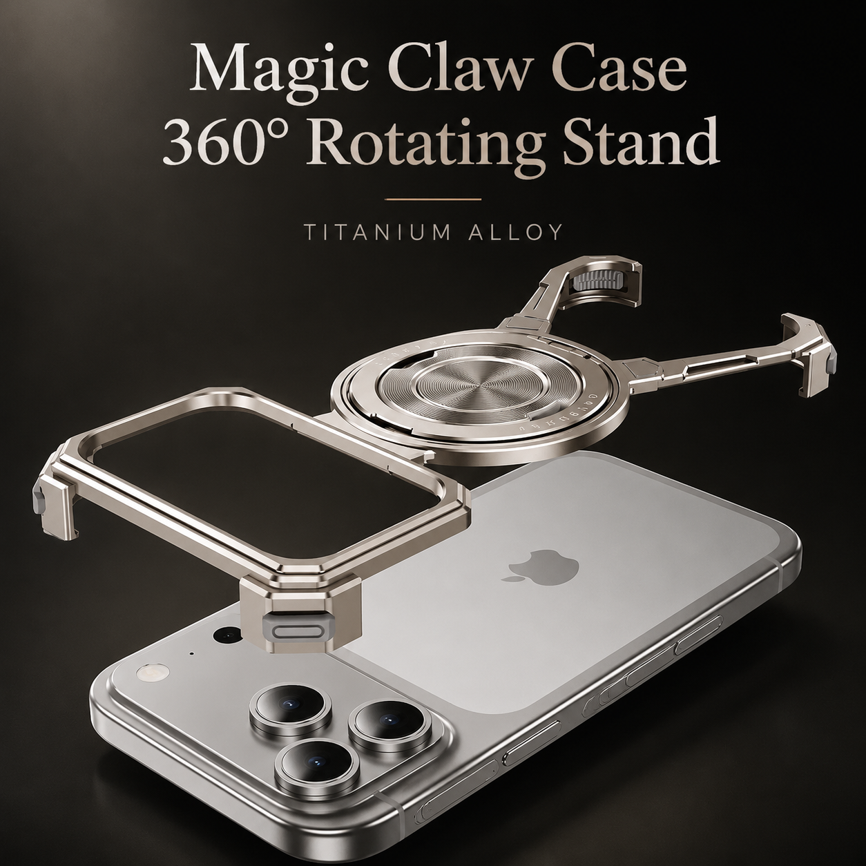 Premium iPhone Case Metal Frame Shockproof Bumper Cover with 360° Rotating Ring Stand Magnetic Grip Protective Design Full Coverage Slim Minimal Style