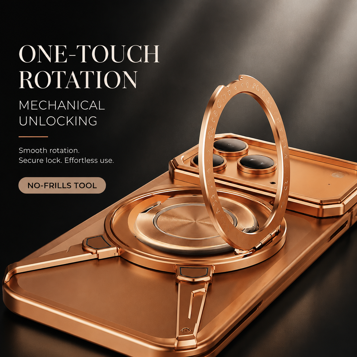 Premium iPhone Case Metal Frame Shockproof Bumper Cover with 360° Rotating Ring Stand Magnetic Grip Protective Design Full Coverage Slim Minimal Style