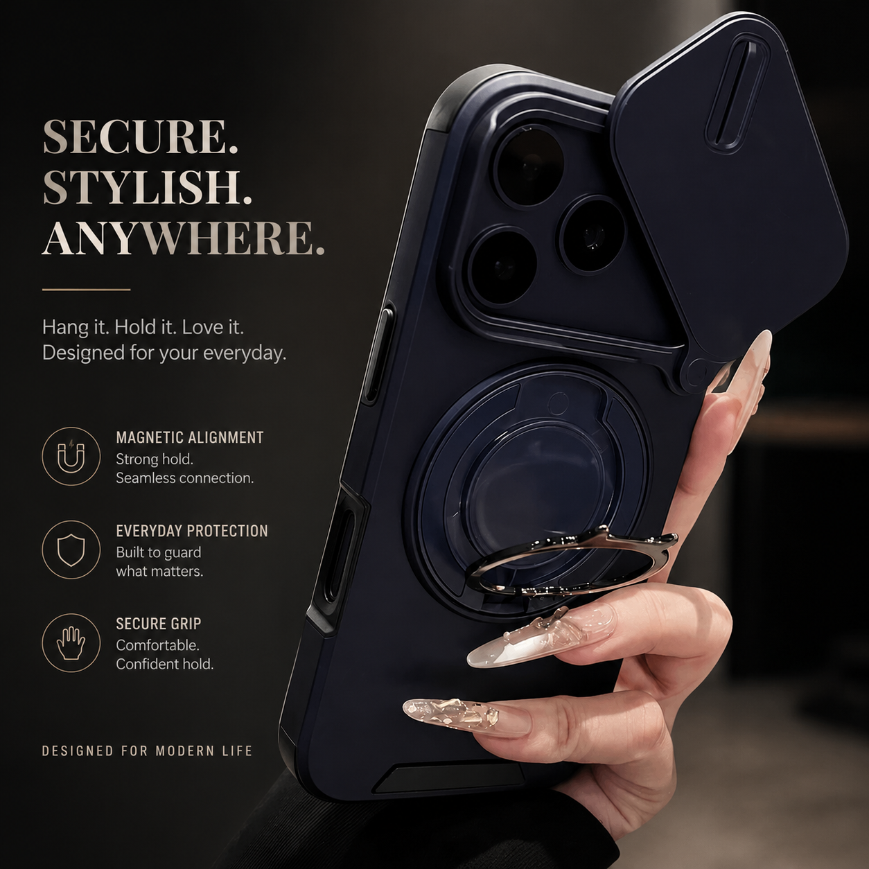 Premium iPhone Case Military Armor Protective Cover Magnetic Ring Stand Dual Layer Shockproof Camera Lens Protection Full Coverage