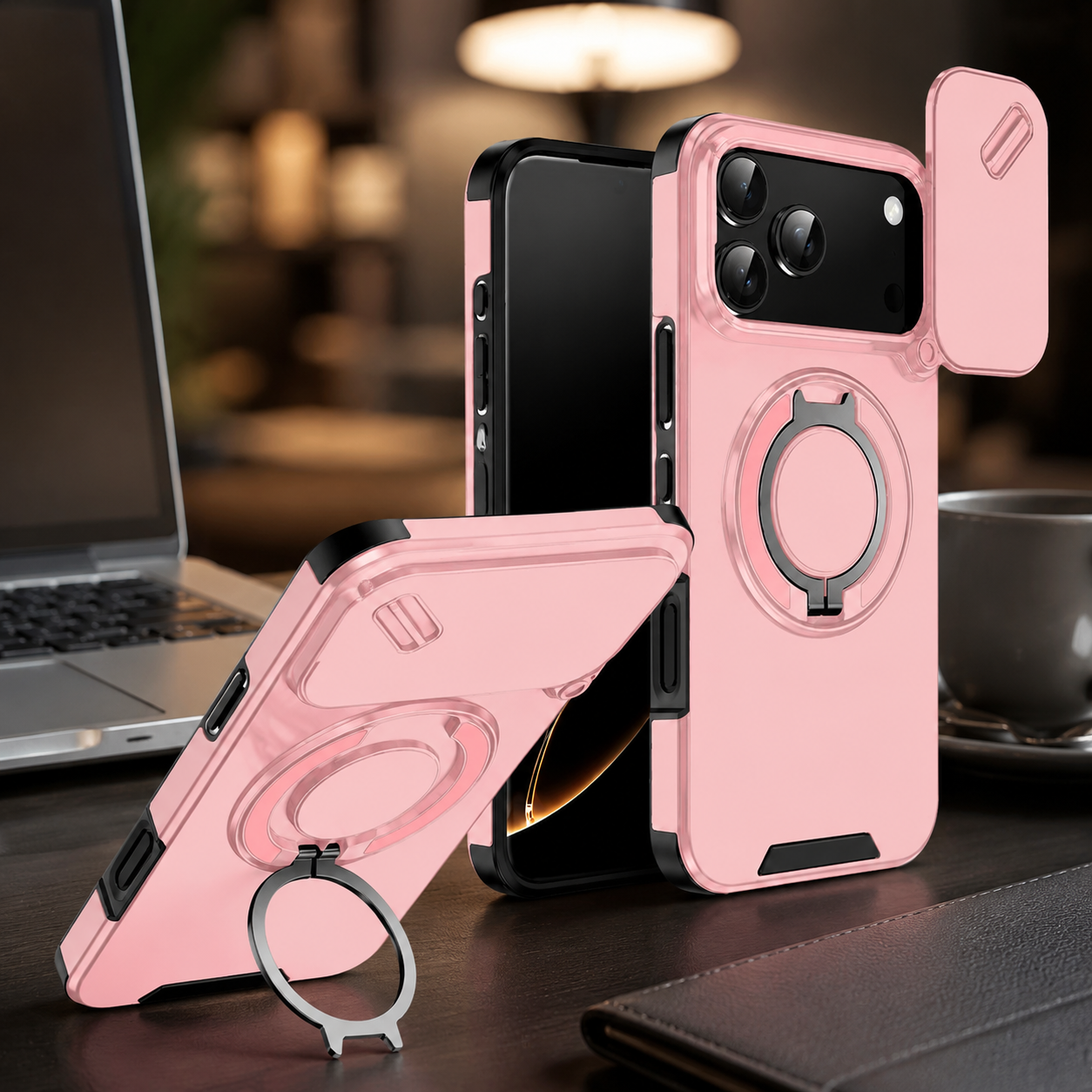 Premium iPhone Case Military Armor Protective Cover Magnetic Ring Stand Dual Layer Shockproof Camera Lens Protection Full Coverage