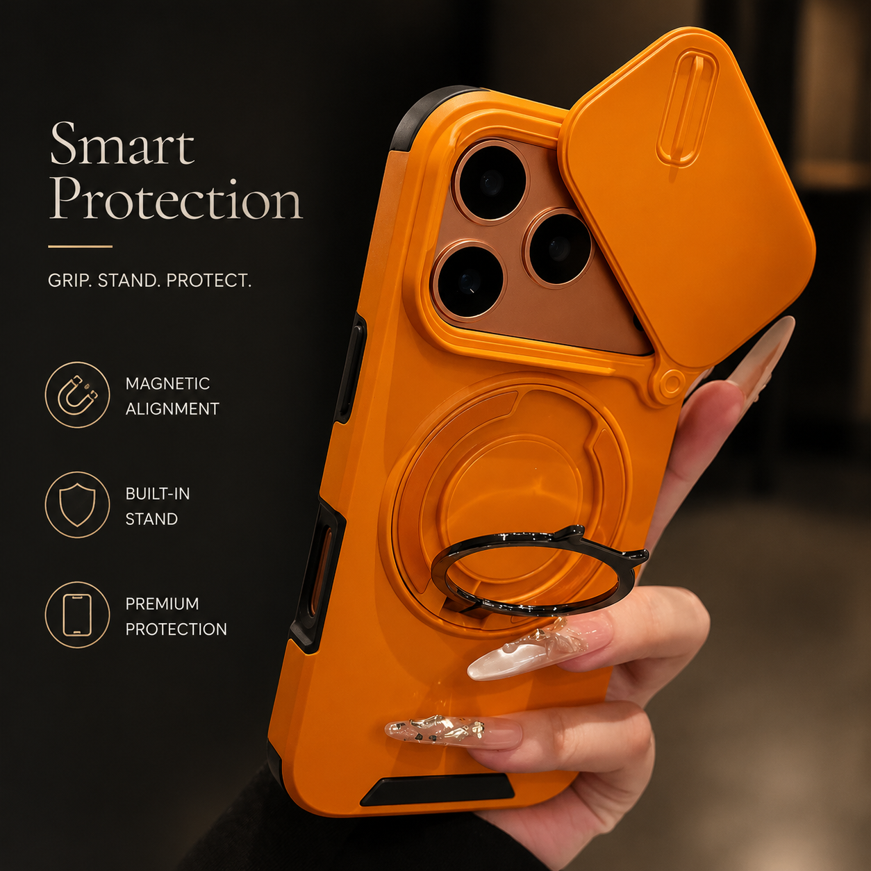 Premium iPhone Case Military Armor Protective Cover Magnetic Ring Stand Dual Layer Shockproof Camera Lens Protection Full Coverage