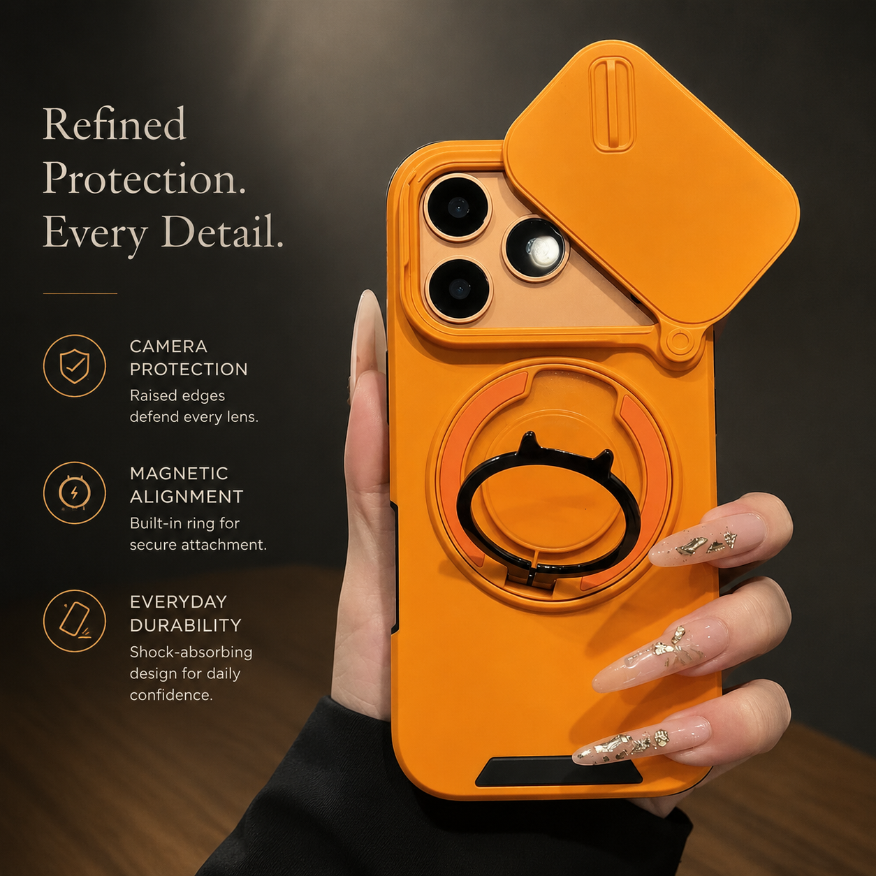Premium iPhone Case Military Armor Protective Cover Magnetic Ring Stand Dual Layer Shockproof Camera Lens Protection Full Coverage