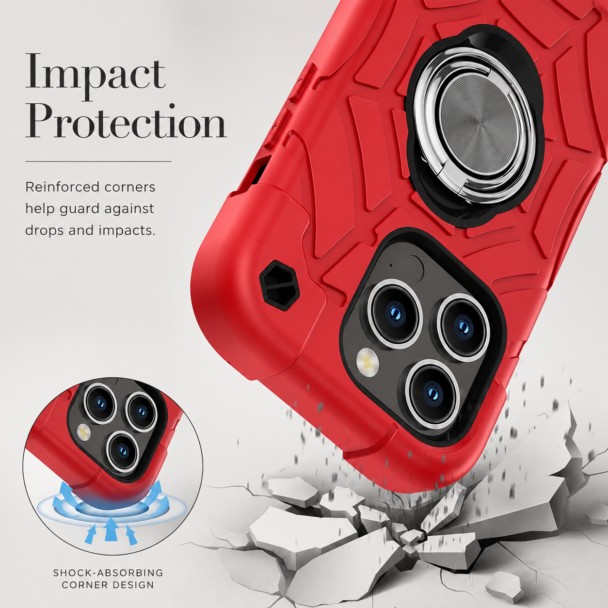 Premium iPhone Case Military Armor Shockproof Rugged Cover Kickstand Ring Holder Dual Layer Protective Case PC TPU Full Coverage Design