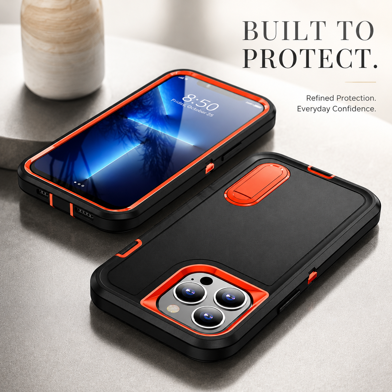 Premium iPhone Case Military Grade Defender Cover Kickstand Shockproof Hybrid Armor Protective Case Full Body Rugged Design