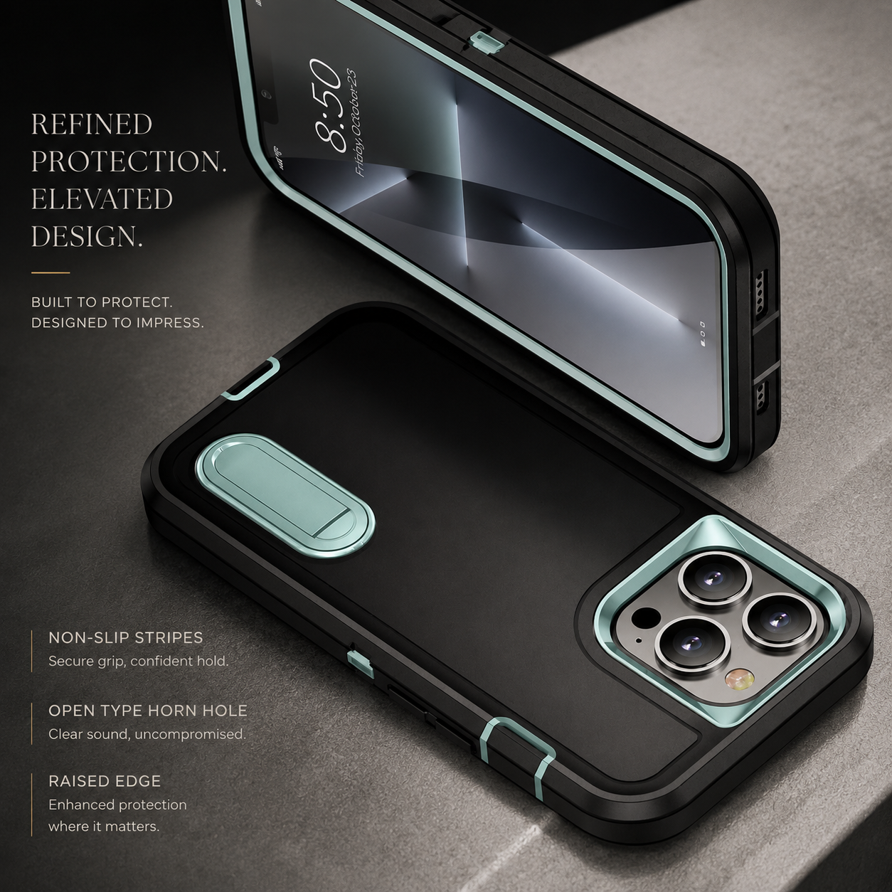 Premium iPhone Case Military Grade Defender Cover Kickstand Shockproof Hybrid Armor Protective Case Full Body Rugged Design