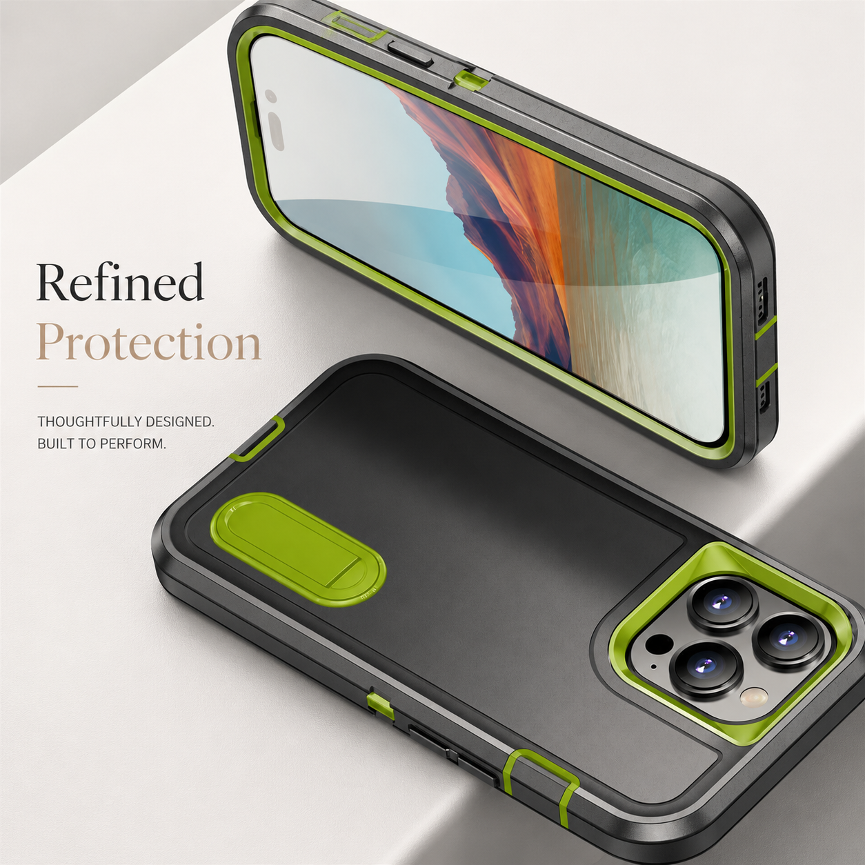 Premium iPhone Case Military Grade Defender Cover Kickstand Shockproof Hybrid Armor Protective Case Full Body Rugged Design