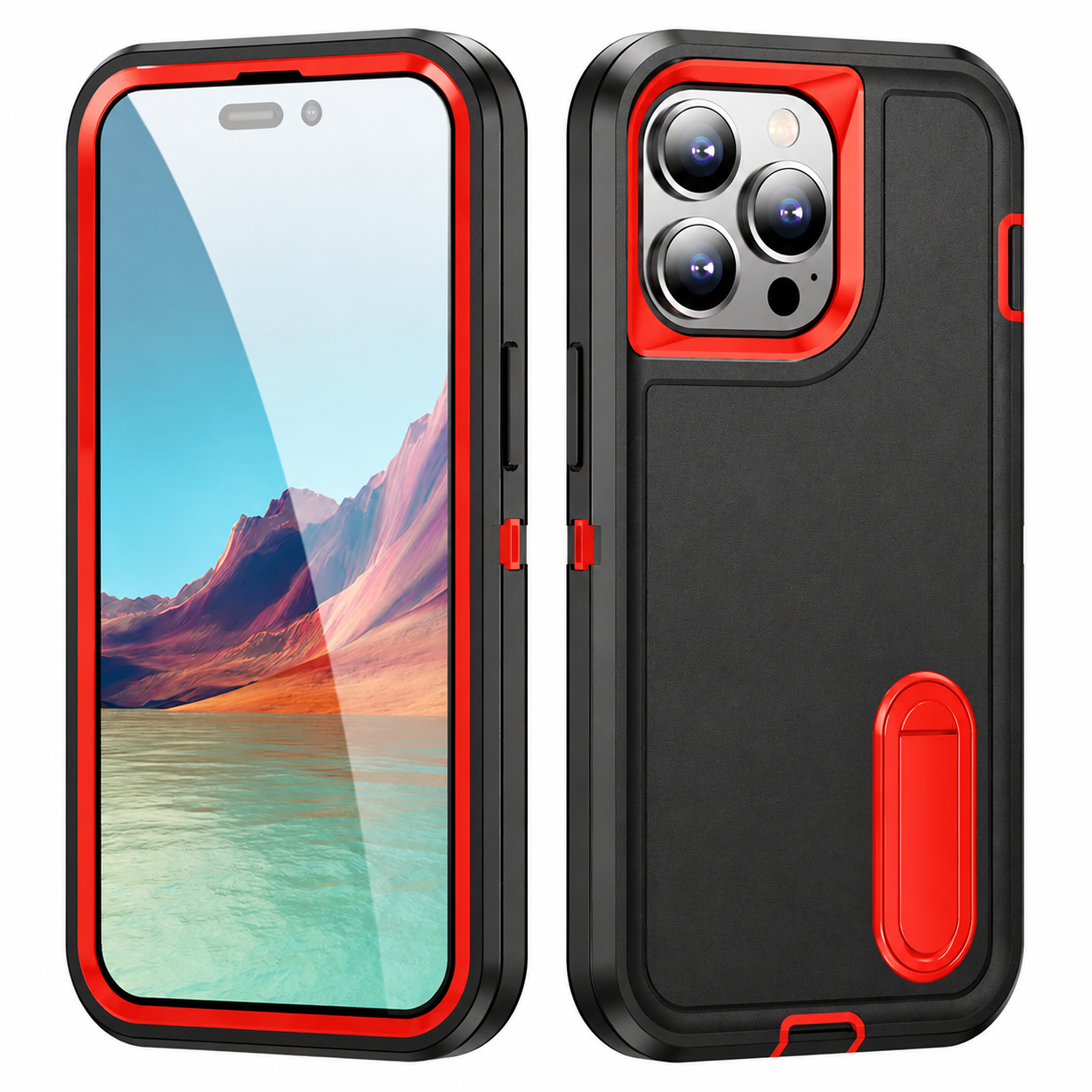 Premium iPhone Case Military Grade Defender Cover Kickstand Shockproof Hybrid Armor Protective Case Full Body Rugged Design
