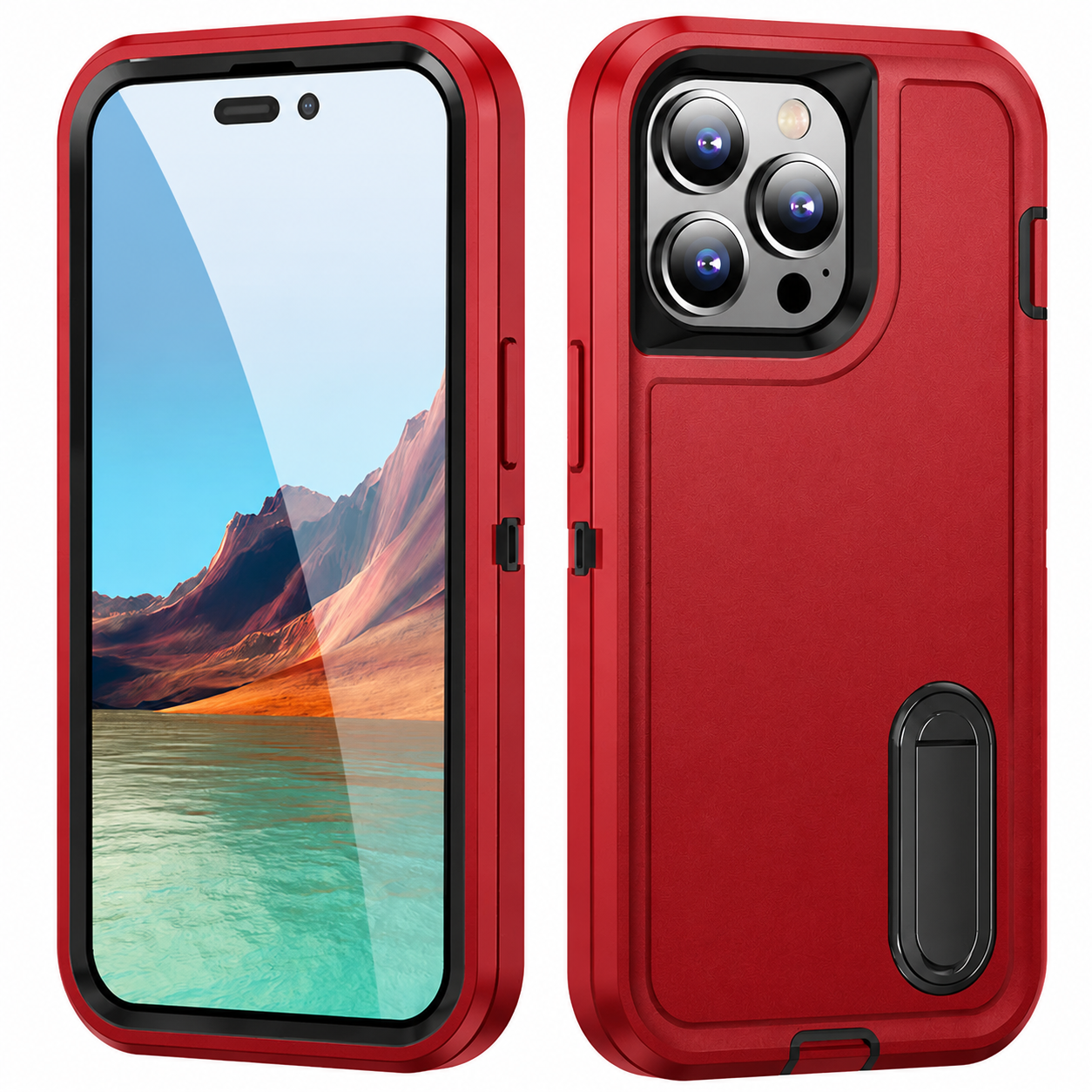 Premium iPhone Case Military Grade Defender Cover Kickstand Shockproof Hybrid Armor Protective Case Full Body Rugged Design