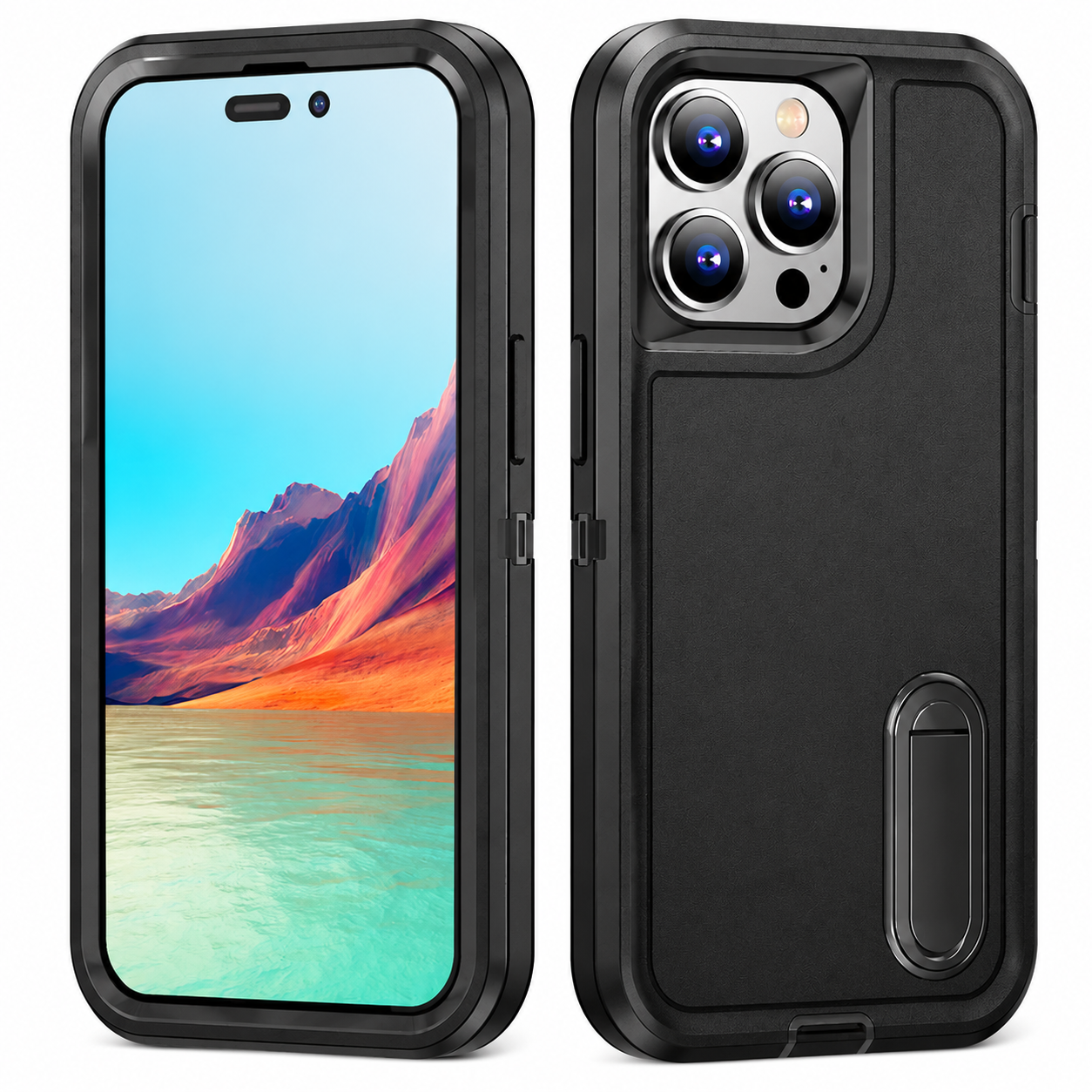 Premium iPhone Case Military Grade Defender Cover Kickstand Shockproof Hybrid Armor Protective Case Full Body Rugged Design