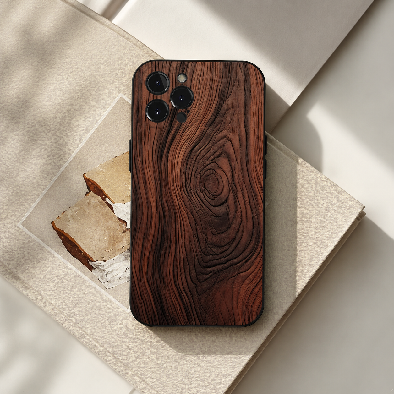 Premium iPhone Case Natural Wood Protective Cover Slim Lightweight Silicone Frame Camera Lens Protection Anti Scratch Full Coverage Wireless Charging