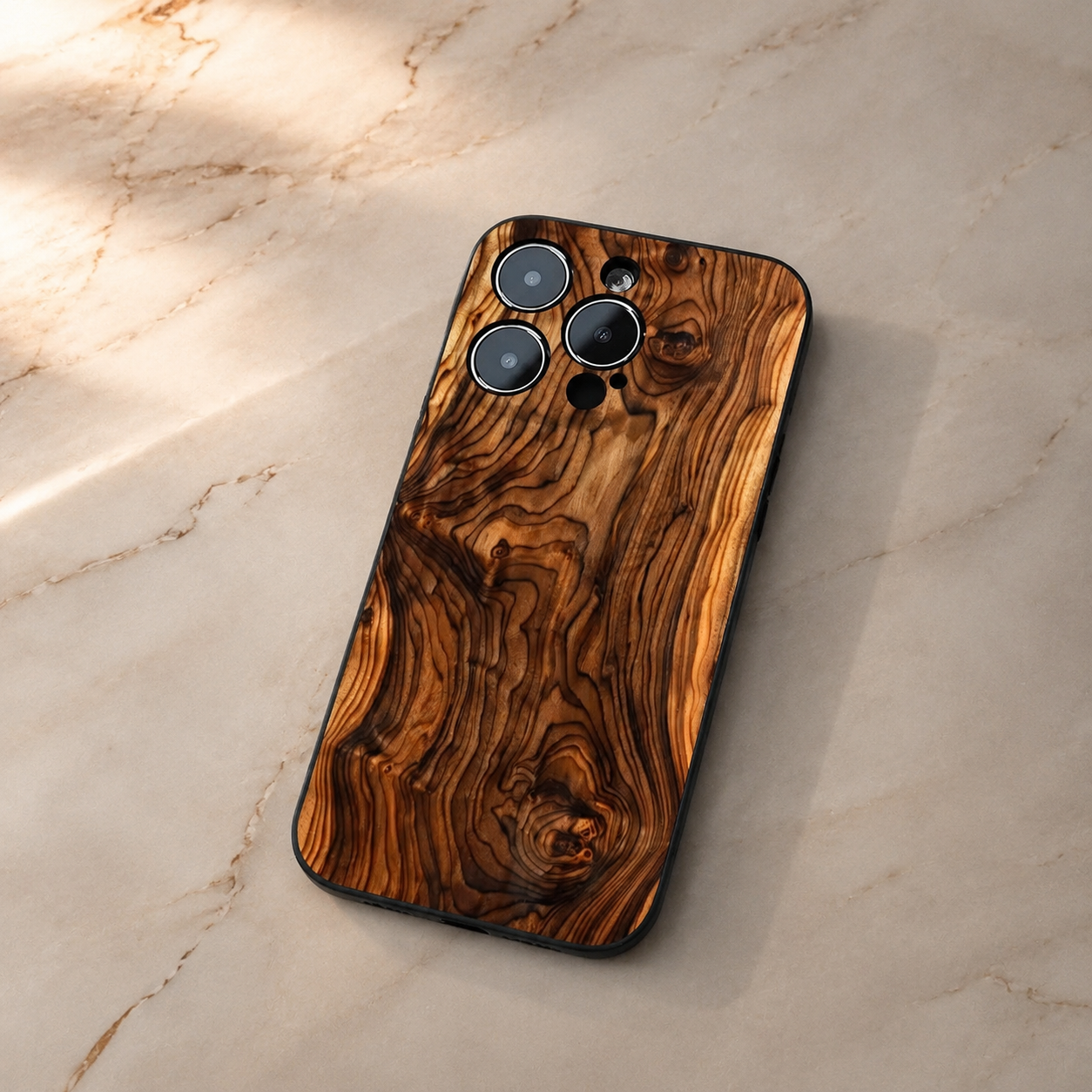 Premium iPhone Case Natural Wood Protective Cover Slim Lightweight Silicone Frame Camera Lens Protection Anti Scratch Full Coverage Wireless Charging
