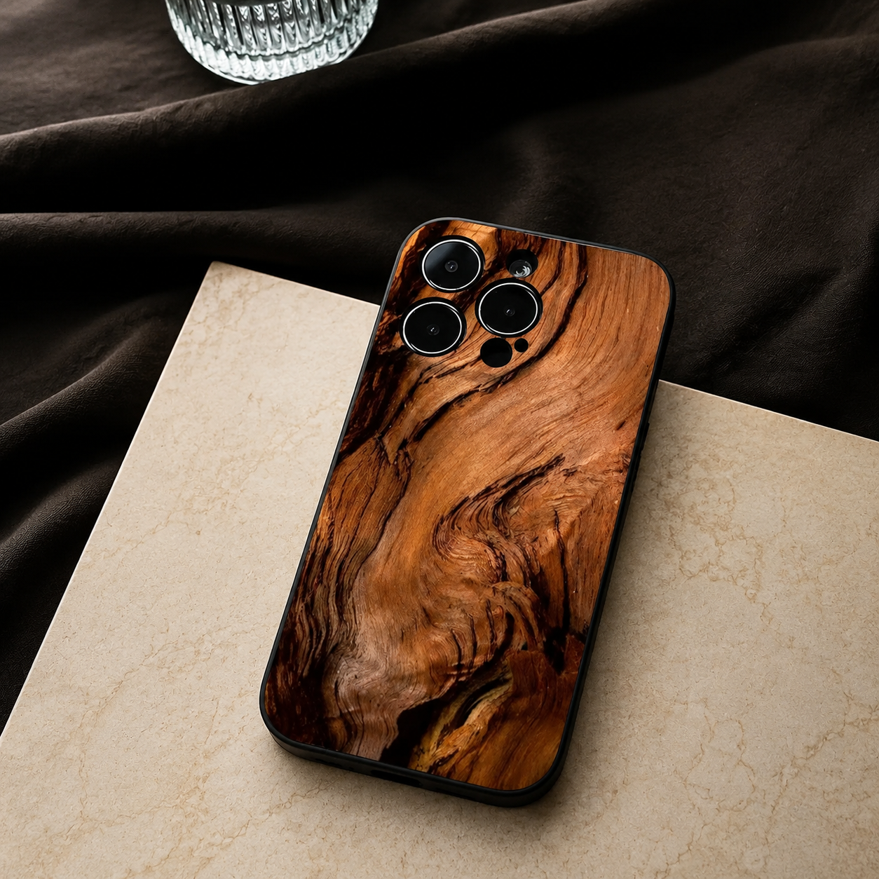 Premium iPhone Case Natural Wood Protective Cover Slim Lightweight Silicone Frame Camera Lens Protection Anti Scratch Full Coverage Wireless Charging