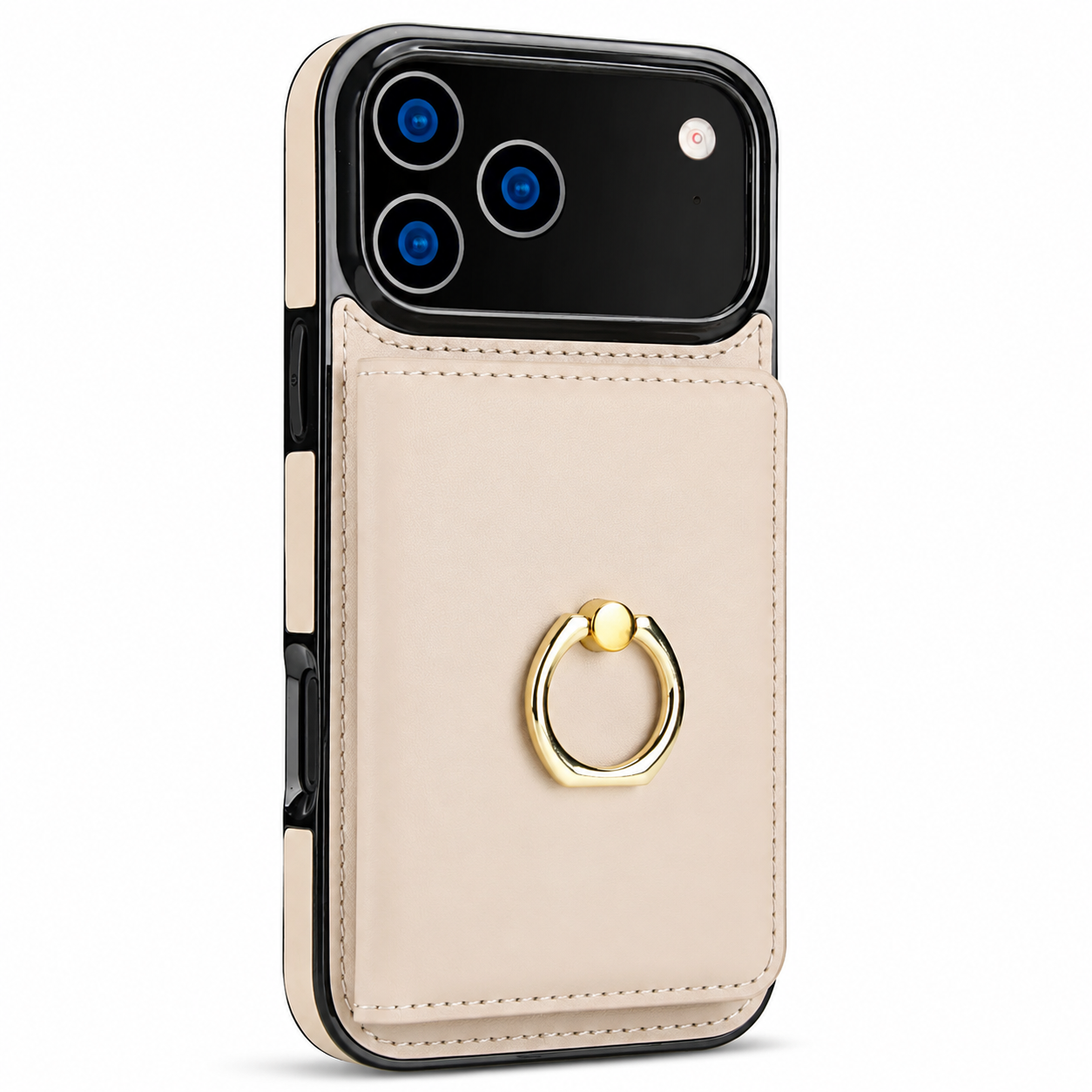 Premium iPhone Case PU Leather Wallet Cover Card Holder 360° Rotating Ring Kickstand Magnetic Clasp Shockproof Protective Case Full Coverage