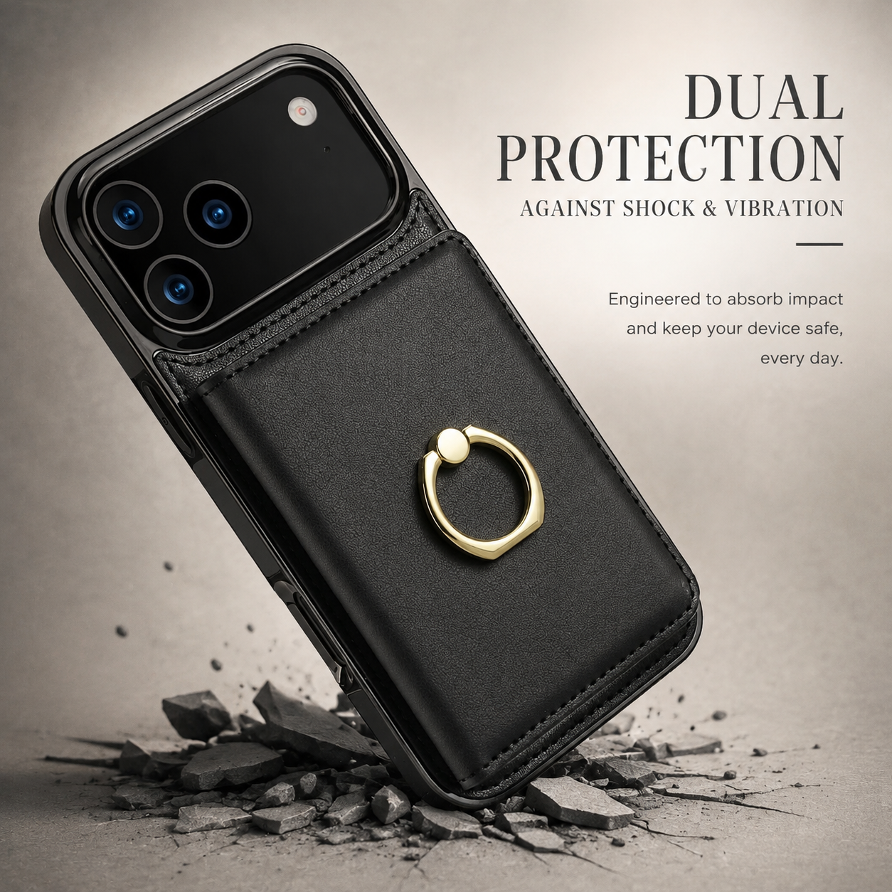 Premium iPhone Case PU Leather Wallet Cover Card Holder 360° Rotating Ring Kickstand Magnetic Clasp Shockproof Protective Case Full Coverage