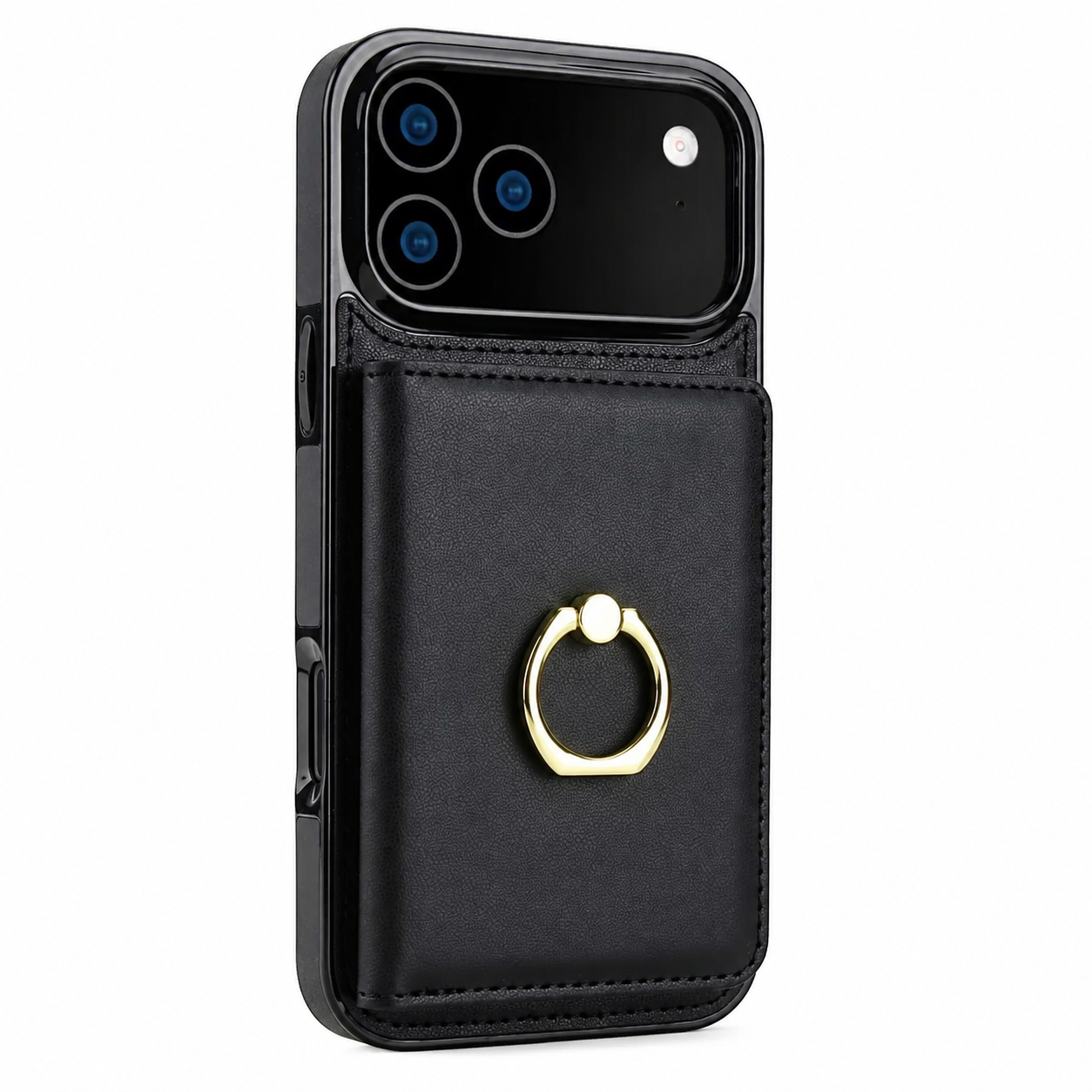 Premium iPhone Case PU Leather Wallet Cover Card Holder 360° Rotating Ring Kickstand Magnetic Clasp Shockproof Protective Case Full Coverage