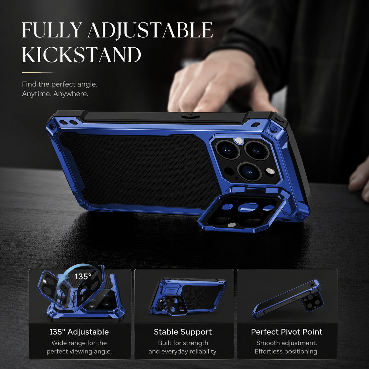 Premium iPhone Case Protective Cover Built In Screen Protector Sliding Camera Guard Shockproof Military Grade Kickstand Non Slip Full Coverage
