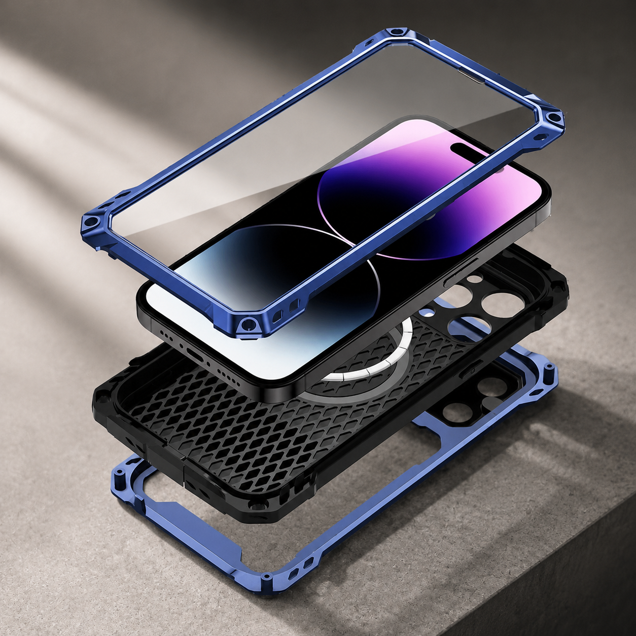 Premium iPhone Case Protective Cover Built In Screen Protector Sliding Camera Guard Shockproof Military Grade Kickstand Non Slip Full Coverage
