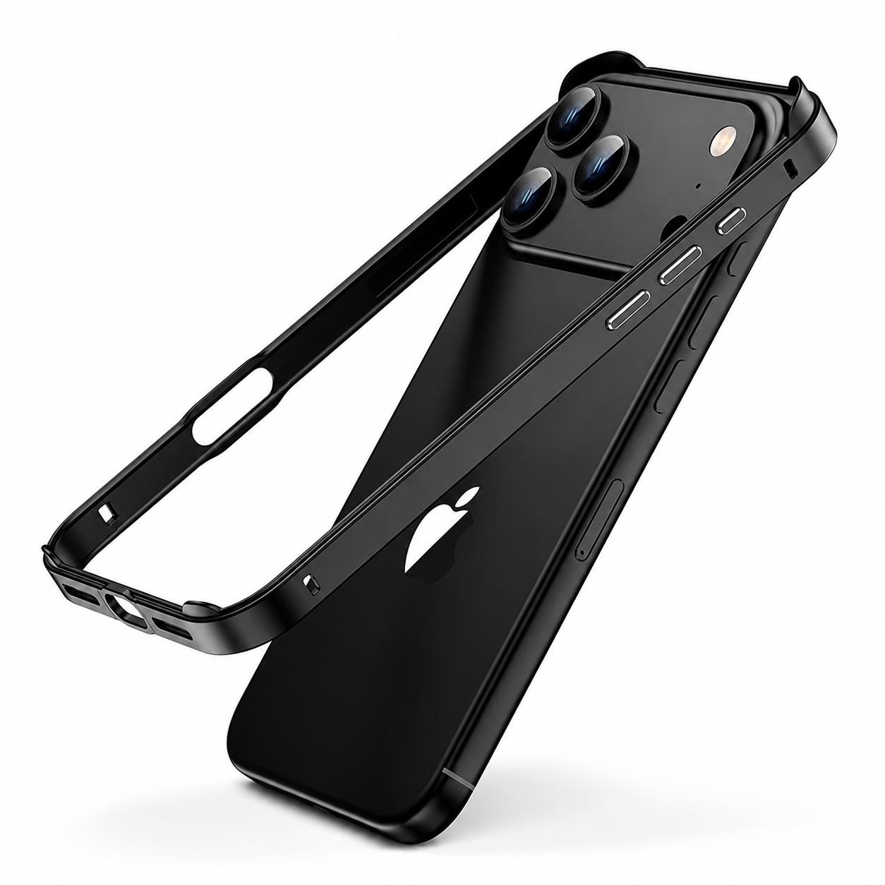 Premium iPhone Case Protective Cover Camera Lens Protection Shockproof Aluminum Metal Frame Bumper Silicone Anti Scratch Lightweight Edge Protection