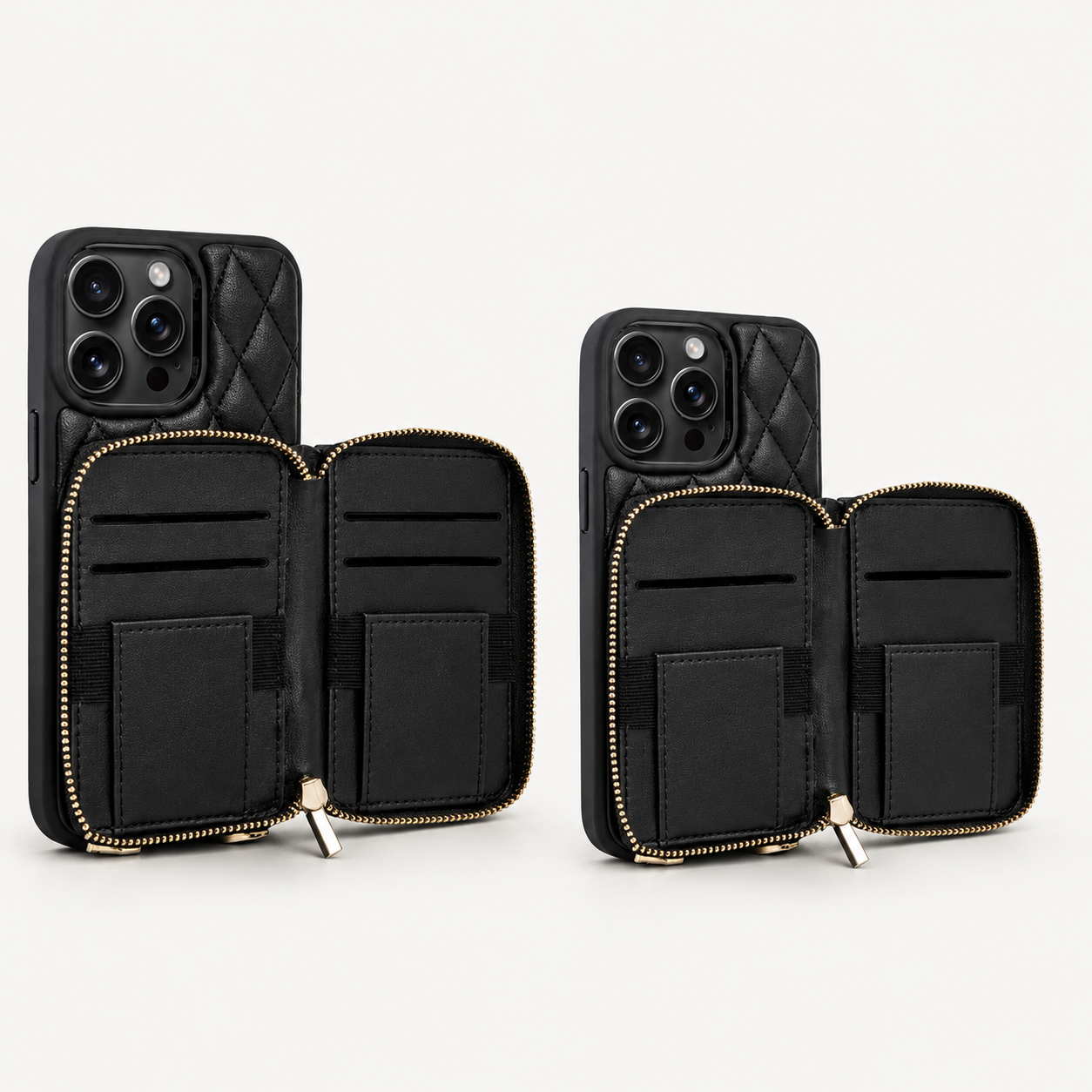 Premium iPhone Case Protective Cover Camera Lens Protection Shockproof Diamond Stitch Leather Crossbody Card Holder Chain Strap Anti Scratch Full Coverage