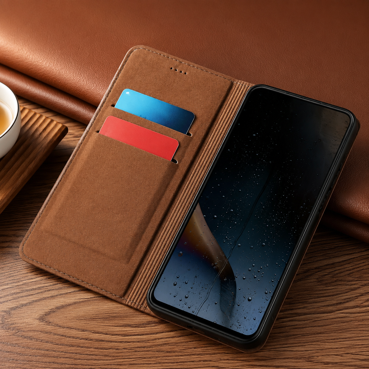 Premium iPhone Case Protective Cover Camera Lens Protection Shockproof Genuine Leather Flip Cover Card Pocket Crocodile Texture Non Slip Full Coverage