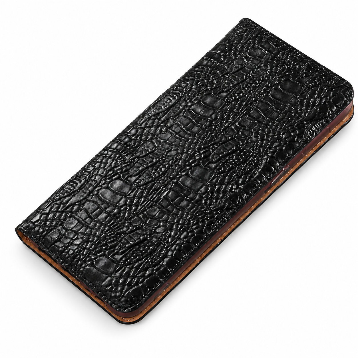 Premium iPhone Case Protective Cover Camera Lens Protection Shockproof Genuine Leather Flip Cover Card Pocket Crocodile Texture Non Slip Full Coverage