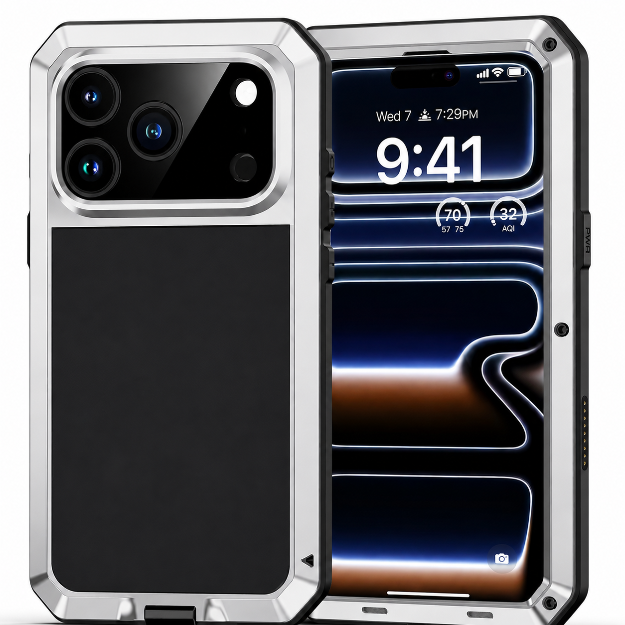 Premium iPhone Case Protective Cover Camera Lens Protection Shockproof Heavy Duty Metal Frame Built In Glass Screen Protector TPU PC Armor Full Coverage