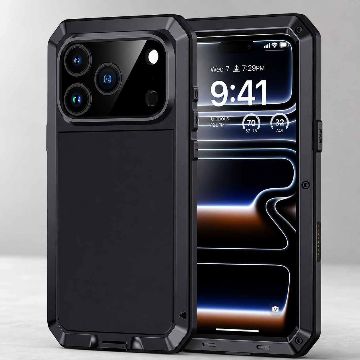 Premium iPhone Case Protective Cover Camera Lens Protection Shockproof Heavy Duty Metal Frame Built In Glass Screen Protector TPU PC Armor Full Coverage