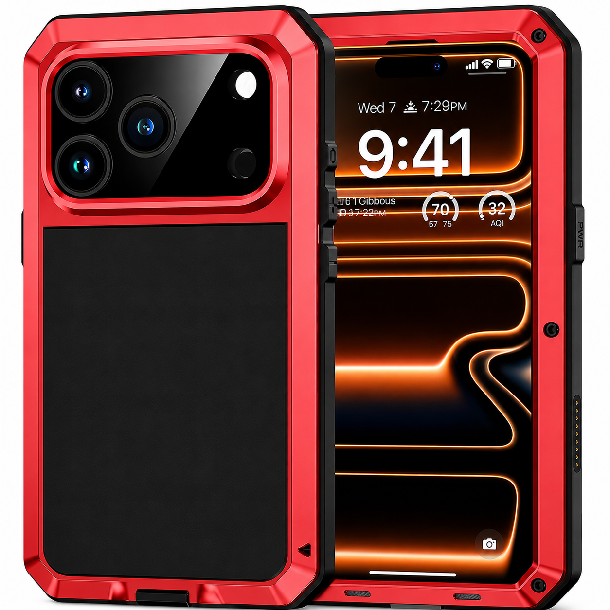 Premium iPhone Case Protective Cover Camera Lens Protection Shockproof Heavy Duty Metal Frame Built In Glass Screen Protector TPU PC Armor Full Coverage