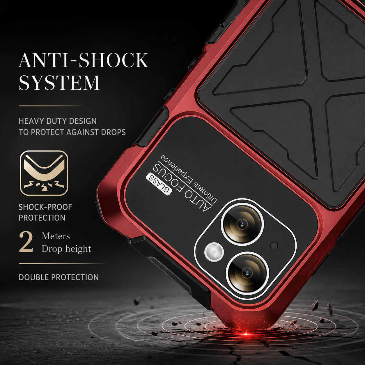 Premium iPhone Case Protective Cover Camera Lens Protection Shockproof Metal Bumper Anti Fall Silicone Bracket Rugged Armor Anti Scratch Edge Protection