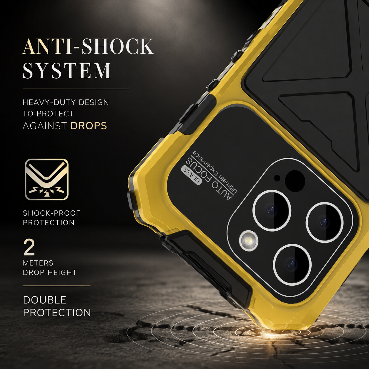 Premium iPhone Case Protective Cover Camera Lens Protection Shockproof Metal Bumper Anti Fall Silicone Bracket Rugged Armor Anti Scratch Edge Protection