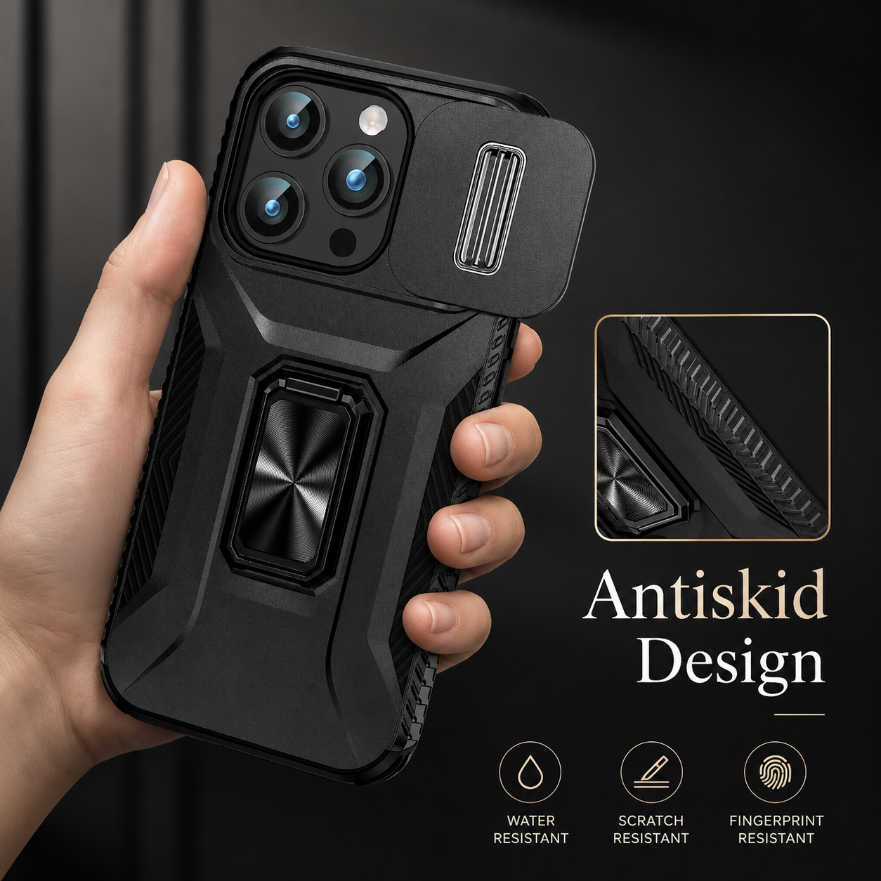 Premium iPhone Case Protective Cover Camera Lens Protection Shockproof Military Grade Kickstand Slide Camera Cover Anti Scratch Anti Slip Full Coverage