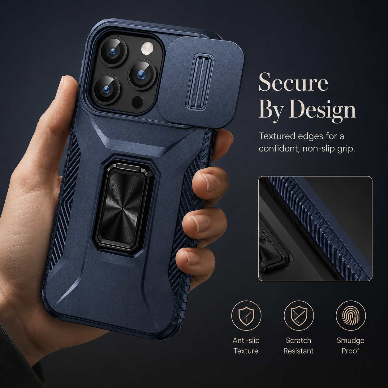 Premium iPhone Case Protective Cover Camera Lens Protection Shockproof Military Grade Kickstand Slide Camera Cover Anti Scratch Anti Slip Full Coverage