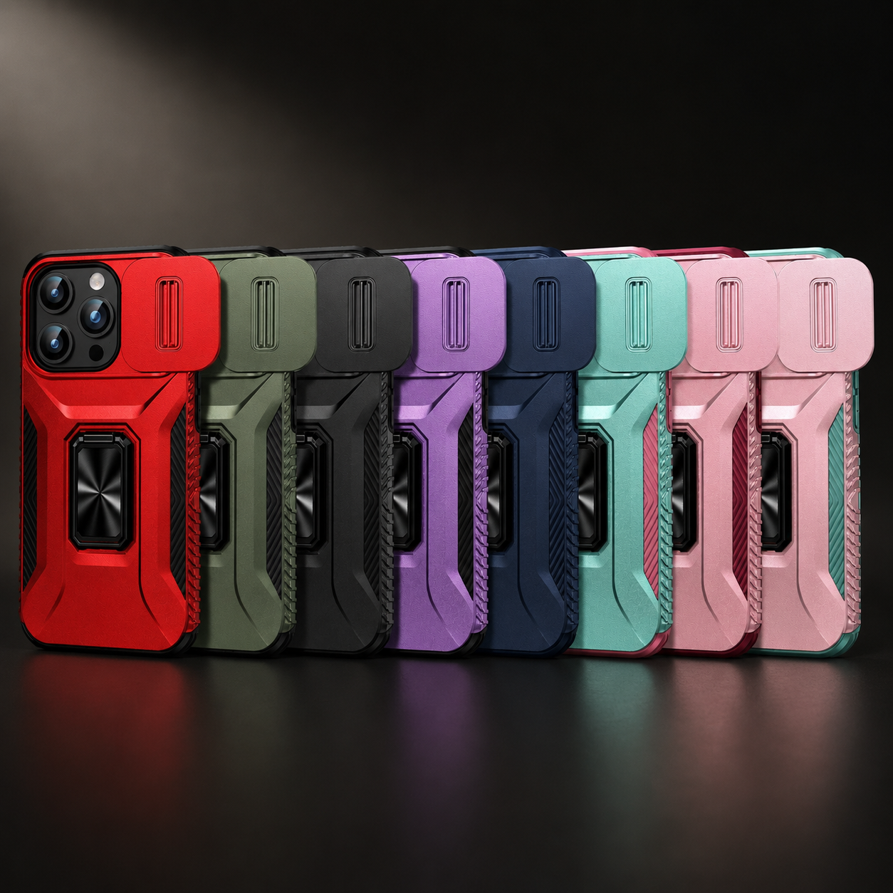 Premium iPhone Case Protective Cover Camera Lens Protection Shockproof Military Grade Kickstand Slide Camera Cover Anti Scratch Anti Slip Full Coverage