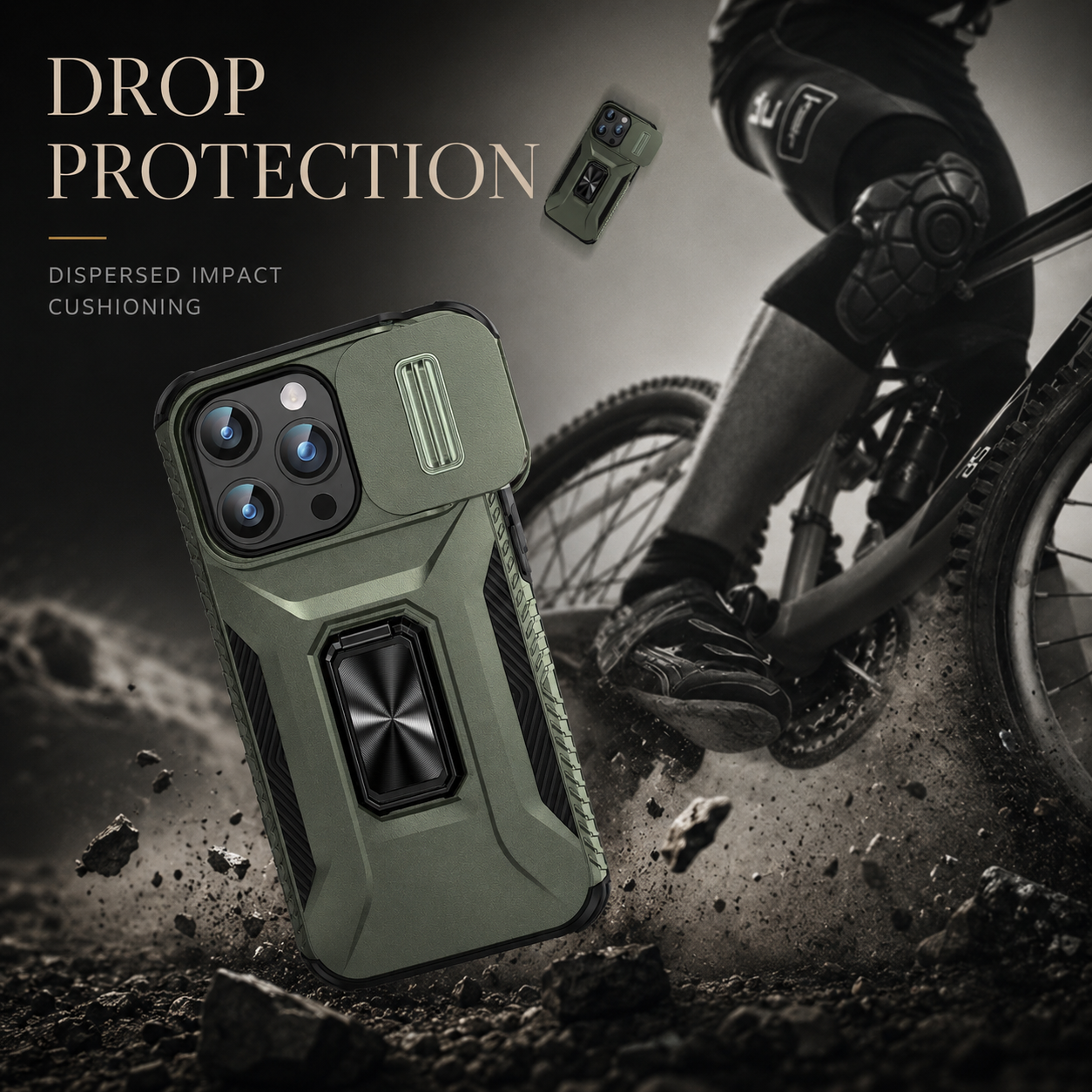Premium iPhone Case Protective Cover Camera Lens Protection Shockproof Military Grade Kickstand Slide Camera Cover Anti Scratch Anti Slip Full Coverage