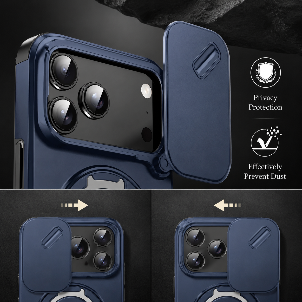 Premium iPhone Case Protective Cover Camera Lens Protection Shockproof Rugged Armor Magnetic Bracket Stand Anti Fingerprint Anti Scratch Full Coverage