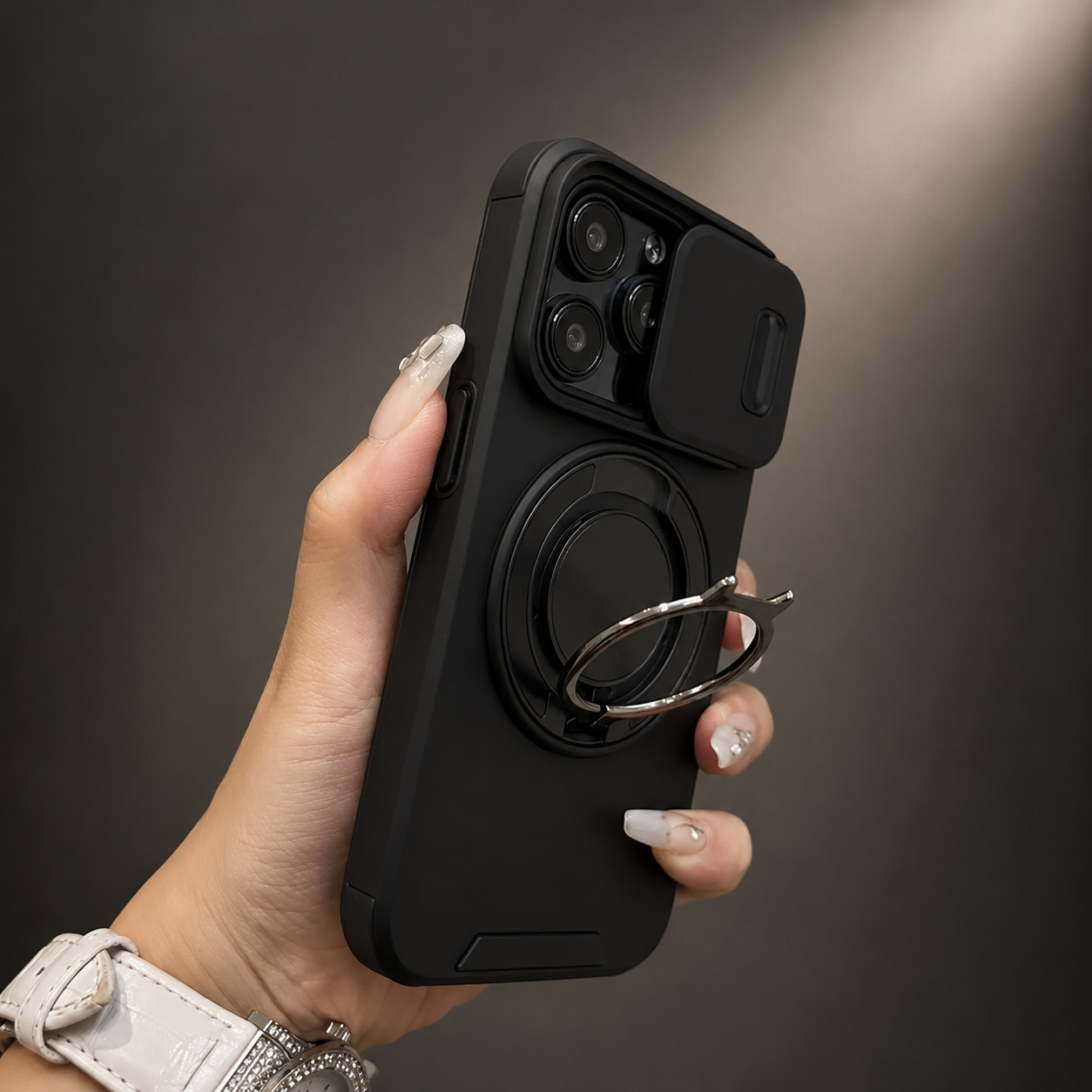Premium iPhone Case Protective Cover Camera Lens Protection Shockproof Rugged Armor Magnetic Bracket Stand Anti Fingerprint Anti Scratch Full Coverage